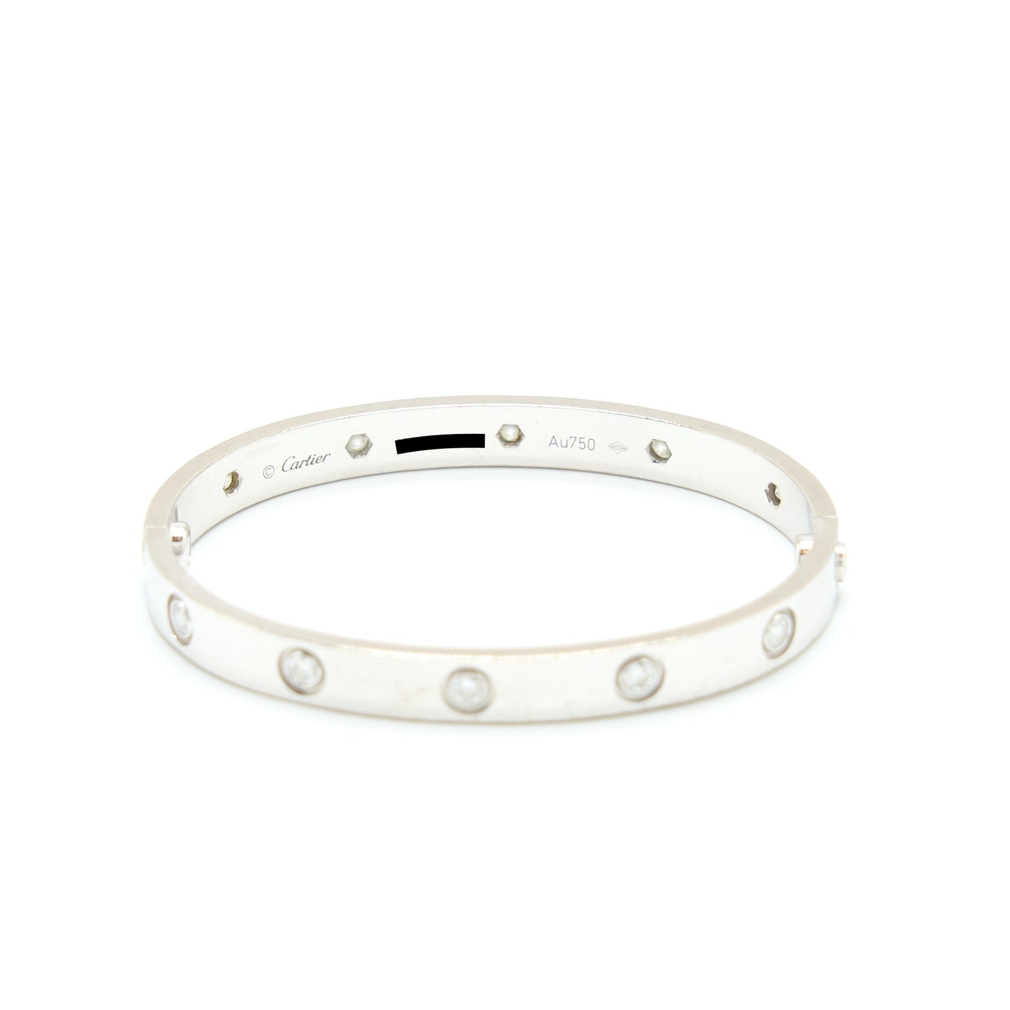 Cartier Size 16 Love Bracelet With 10 Diamonds White Gold