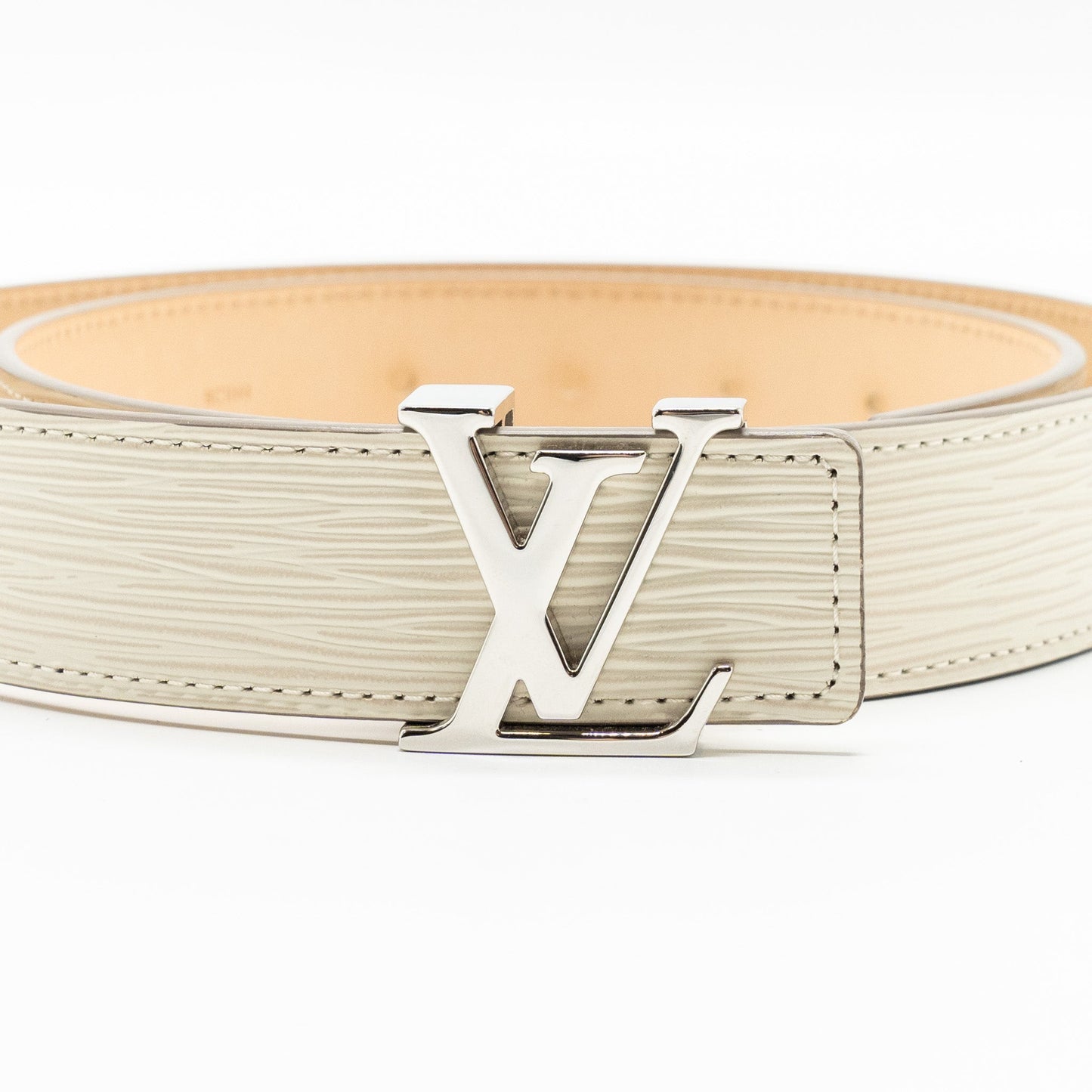 Louis Vuitton size 80 initials 30 mm belt epi white SHW