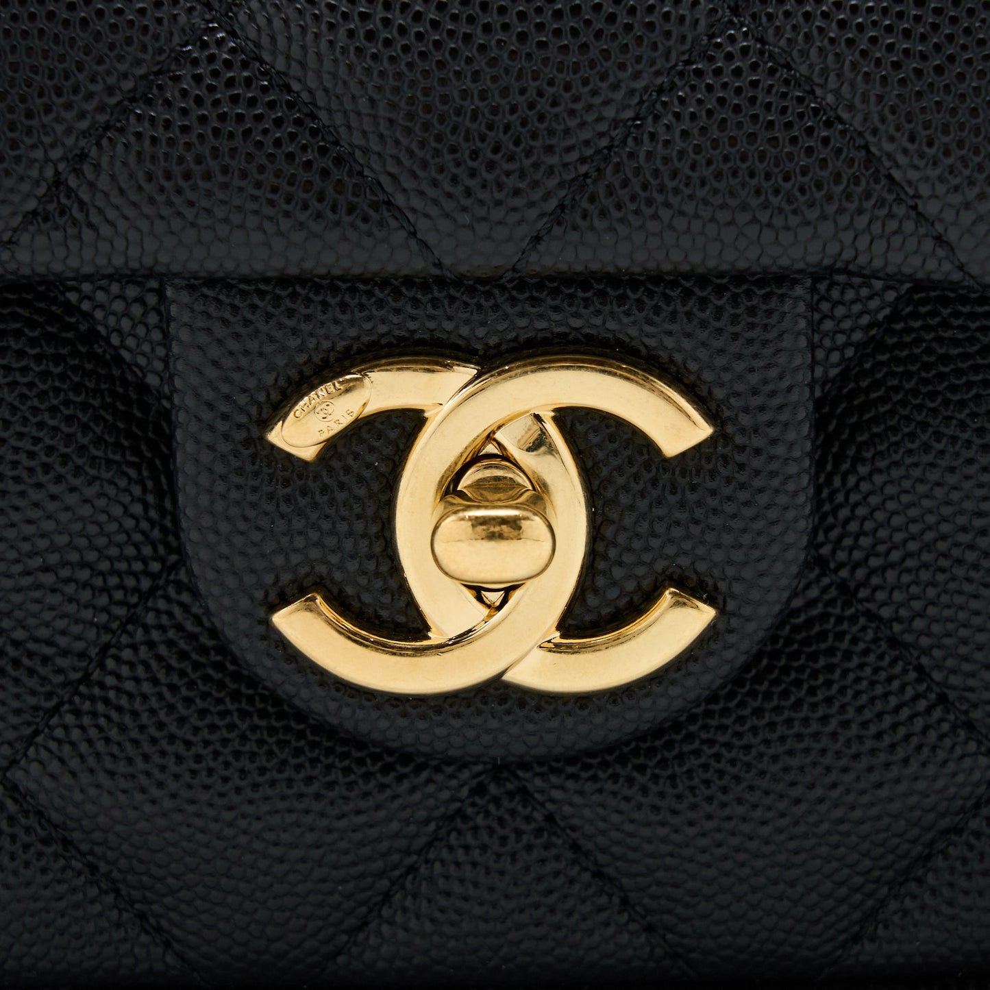 Chanel 23C Quilted Flap Bag CC Logo Chain Grained Calfskin Black GHW (Microchip)