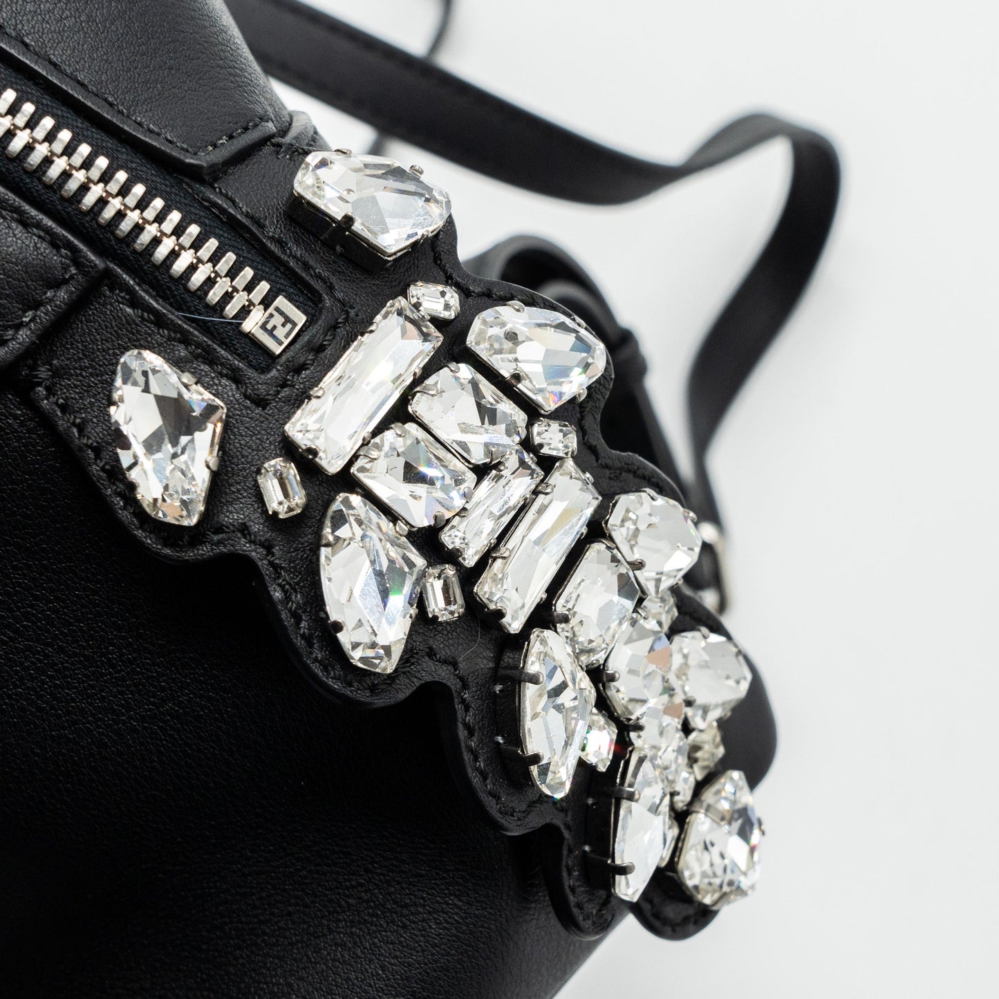 Fendi By The Way Backpack Leather Crystal Black SHW