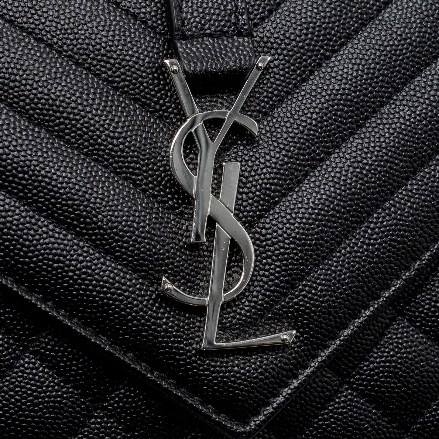 Saint Laurent/YSL Envelope Medium Chain Bag Grained Calfskin Mix Matelasse Black SHW