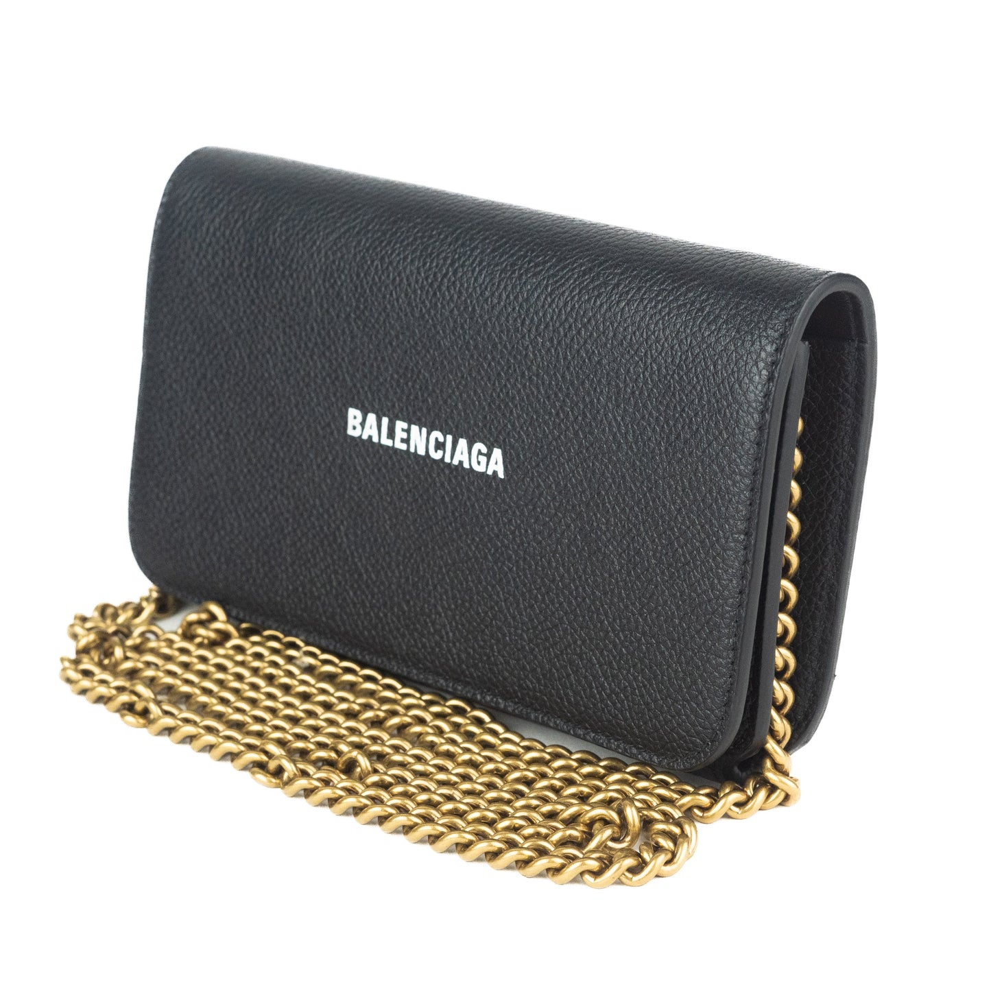 Balenciaga Wallet on Chain in Black Grained Calfskin