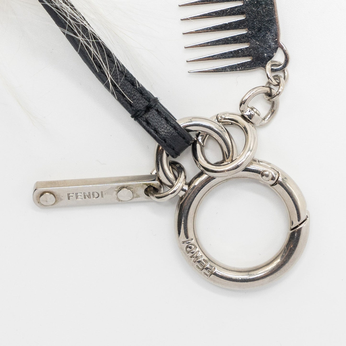 Fendi Karl Lagerfeld Keyring Charm Black/ White Fur SHW