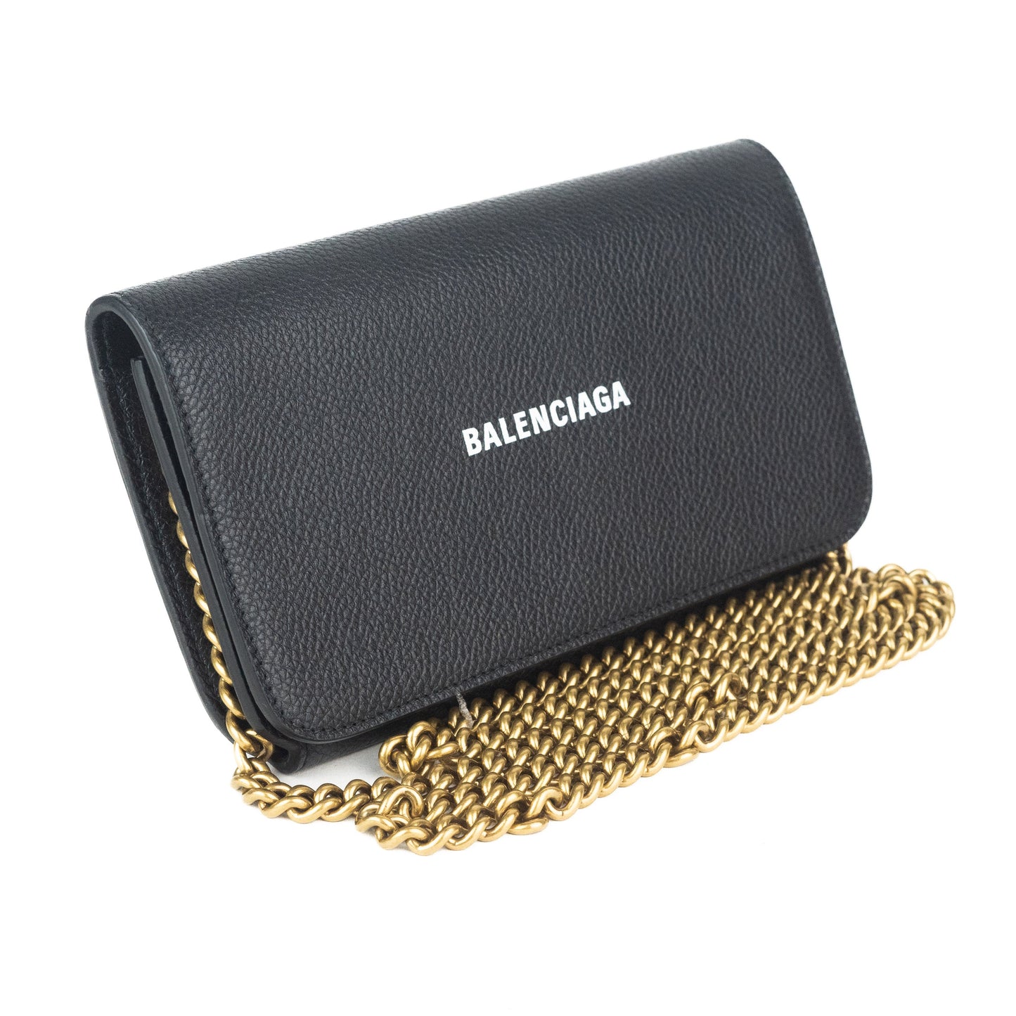 Balenciaga Wallet on Chain in Black Grained Calfskin
