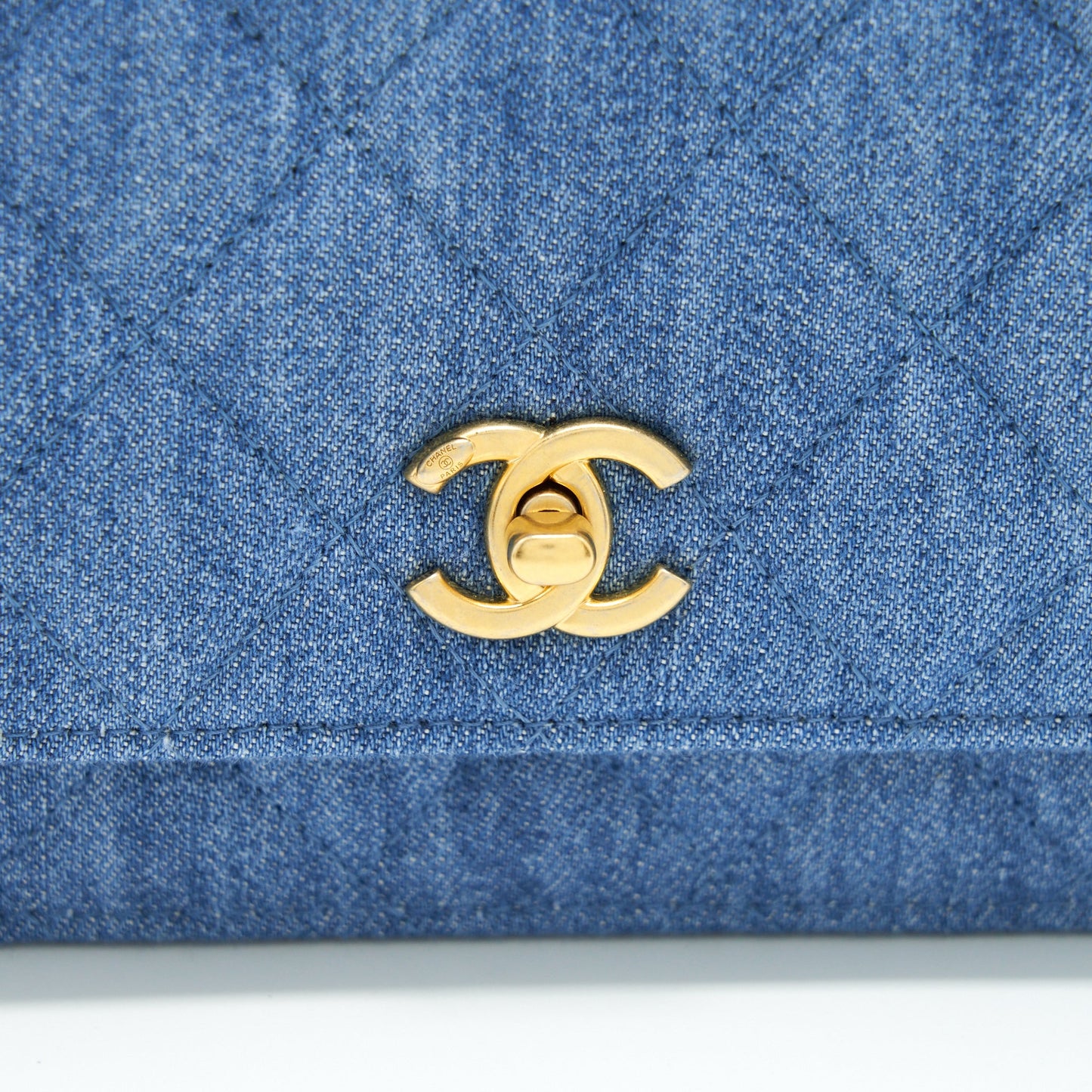 Chanel Pearl Crush Wallet On Chain Denim Blue GHW (Microchip)