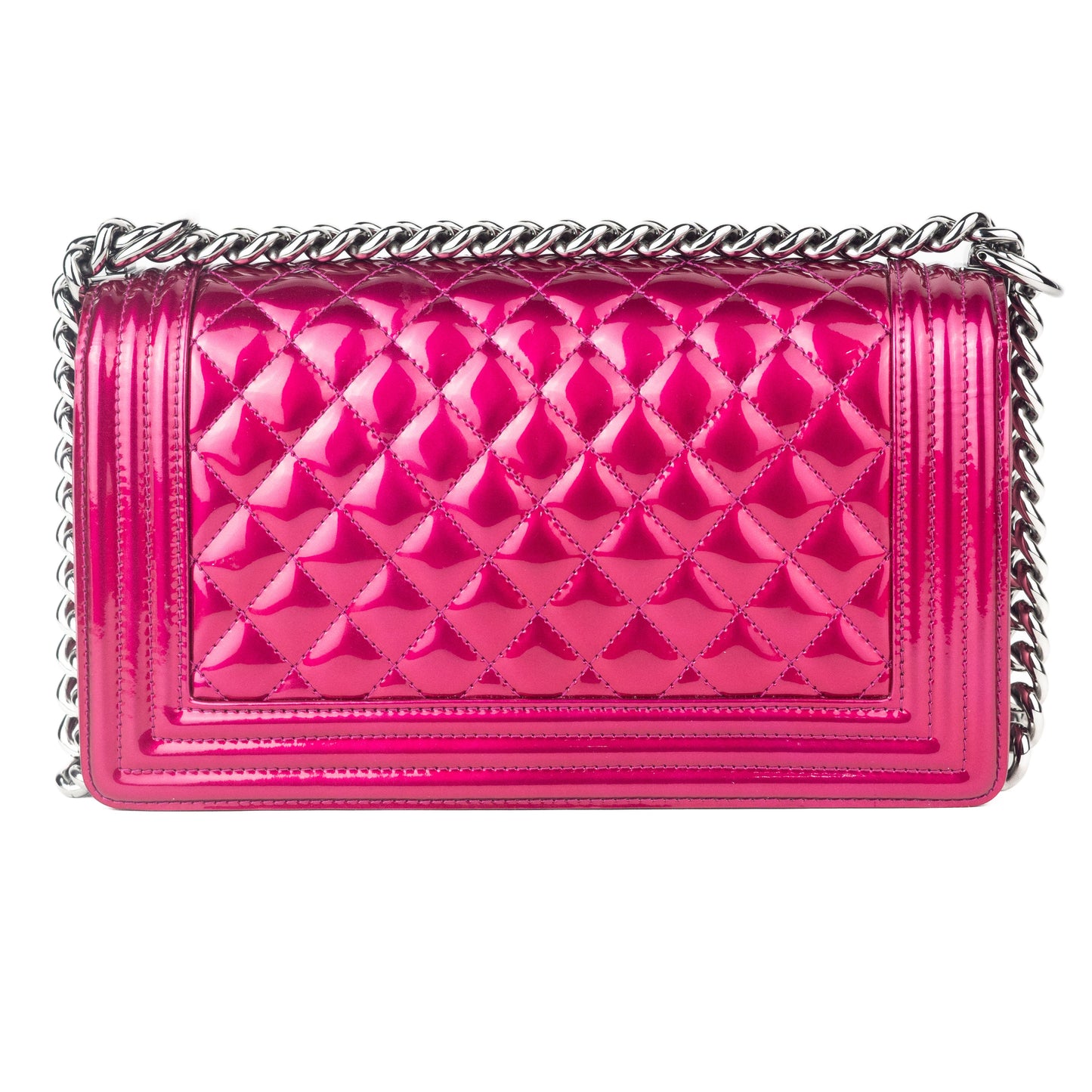 Chanel Patent Medium Boy Bag in Fuchsia