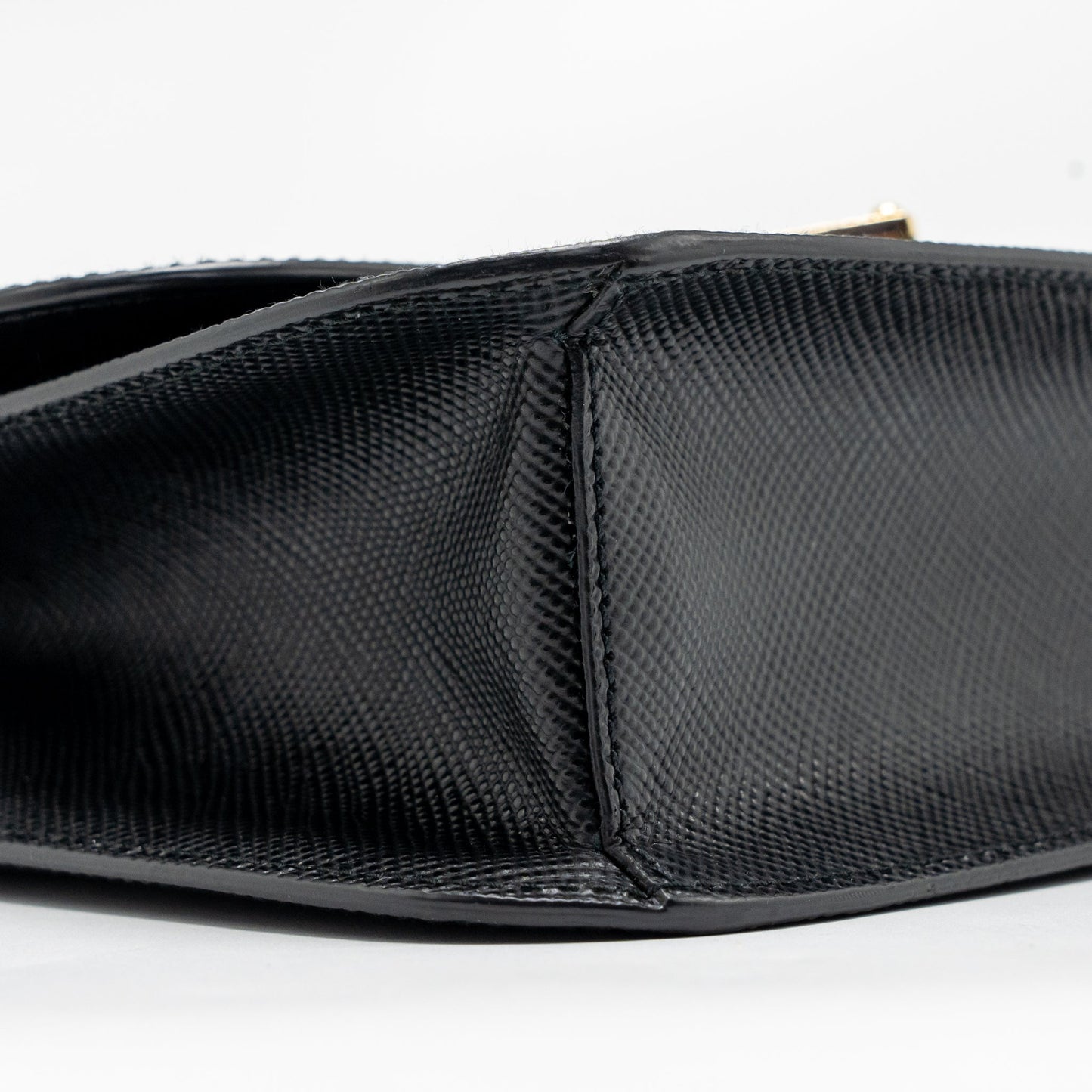 Prada Saffiano Leather Flap Shoulder Bag Calfskin Black GHW