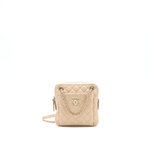 Chanel Quilted Chain Shoulder Bag/ Crossbody Bag beige LGHW