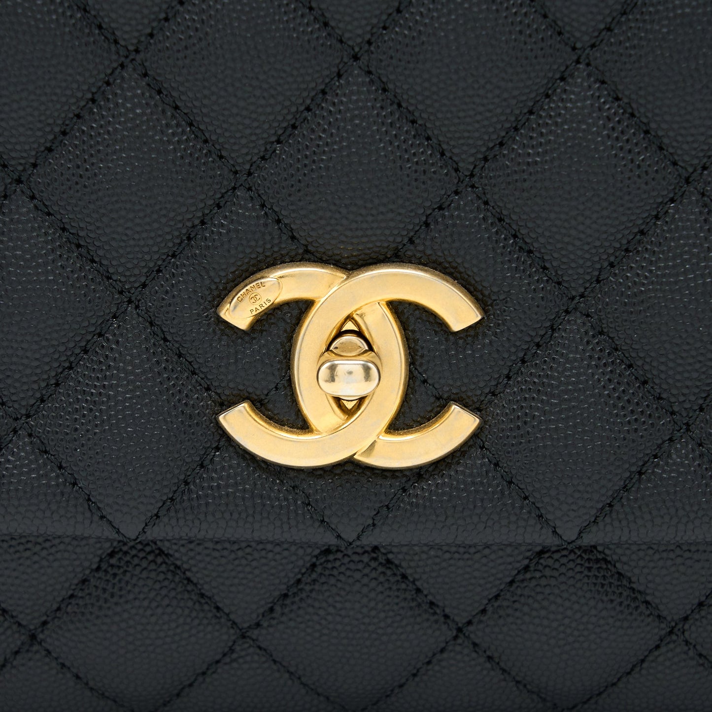 Chanel Medium Coco Handle Caviar with Lizard Handle Black Brushed GHW