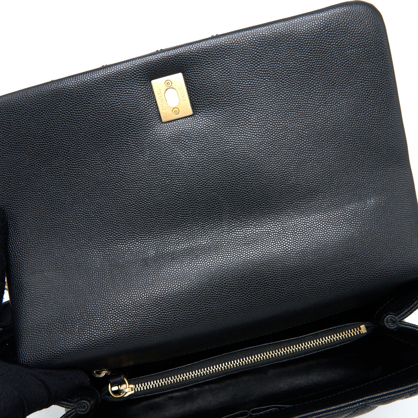 Chanel Medium Coco Handle Caviar with Lizard Handle Black Brushed GHW