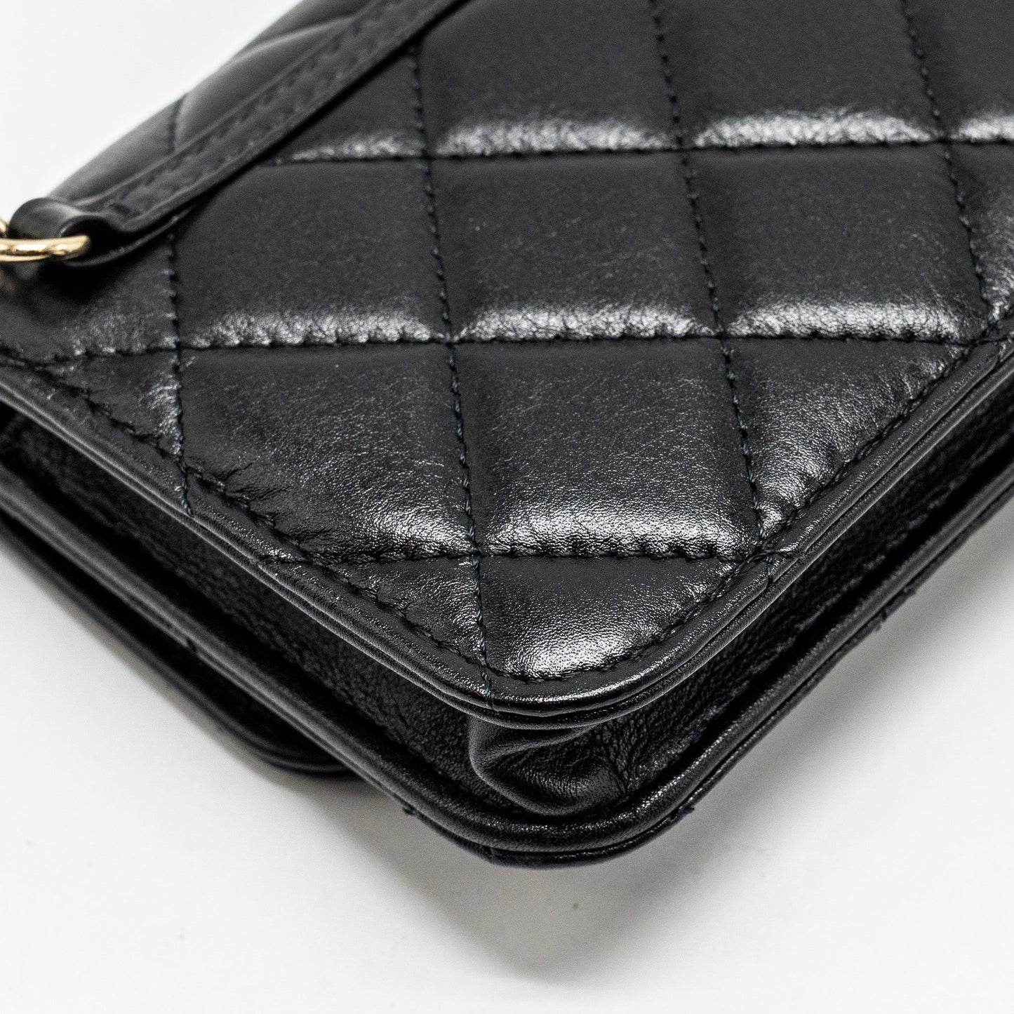 Chanel CC Logo Clutch with Giant Pearl Chain Lambskin Black LGHW