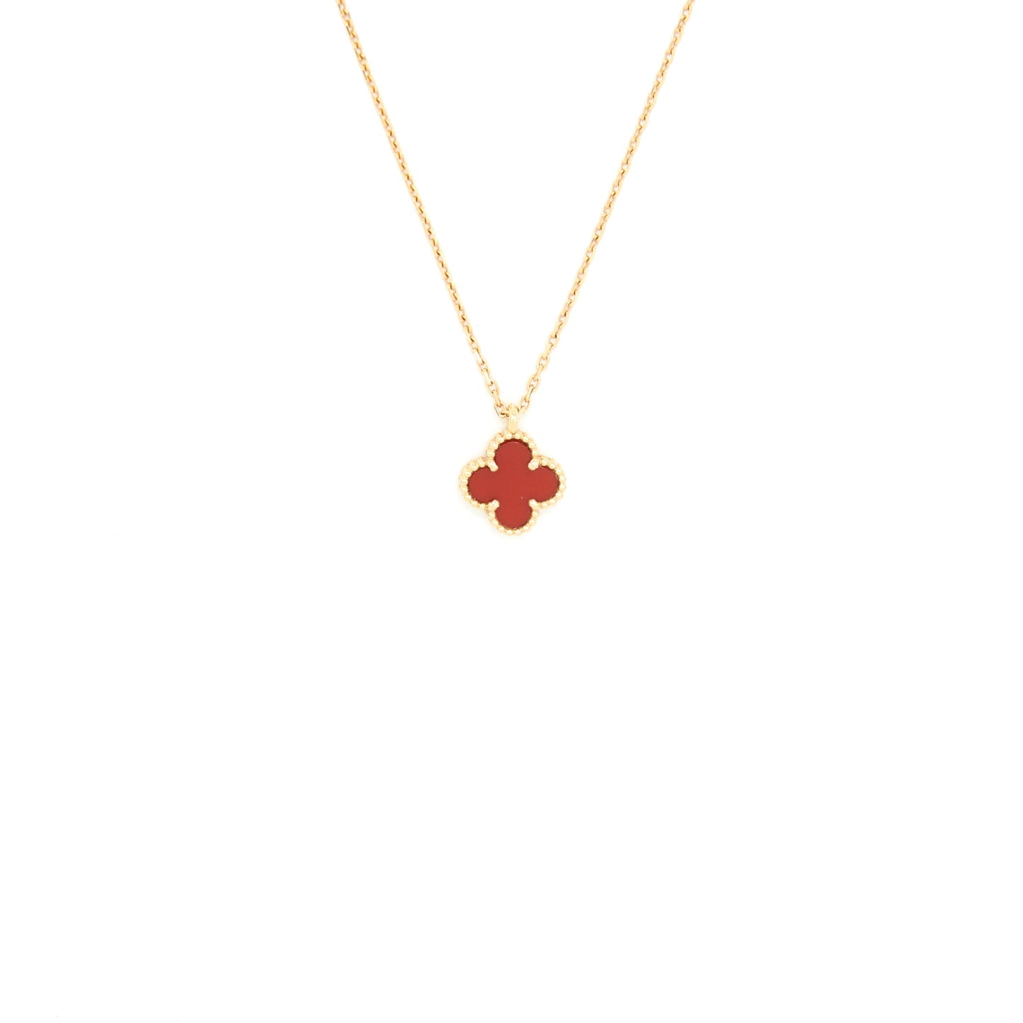 Van Cleef & Arpels Sweet Alhambra Pendant Rose Gold Carnlian
