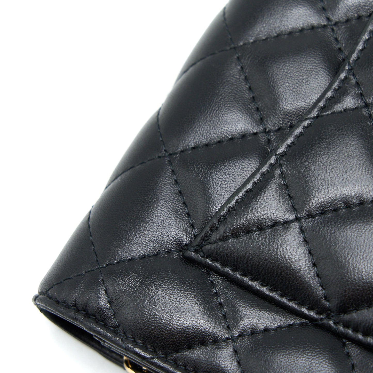 Chanel Quilted Wallet on Chain with Camellia Chain Lambskin Black LGHW