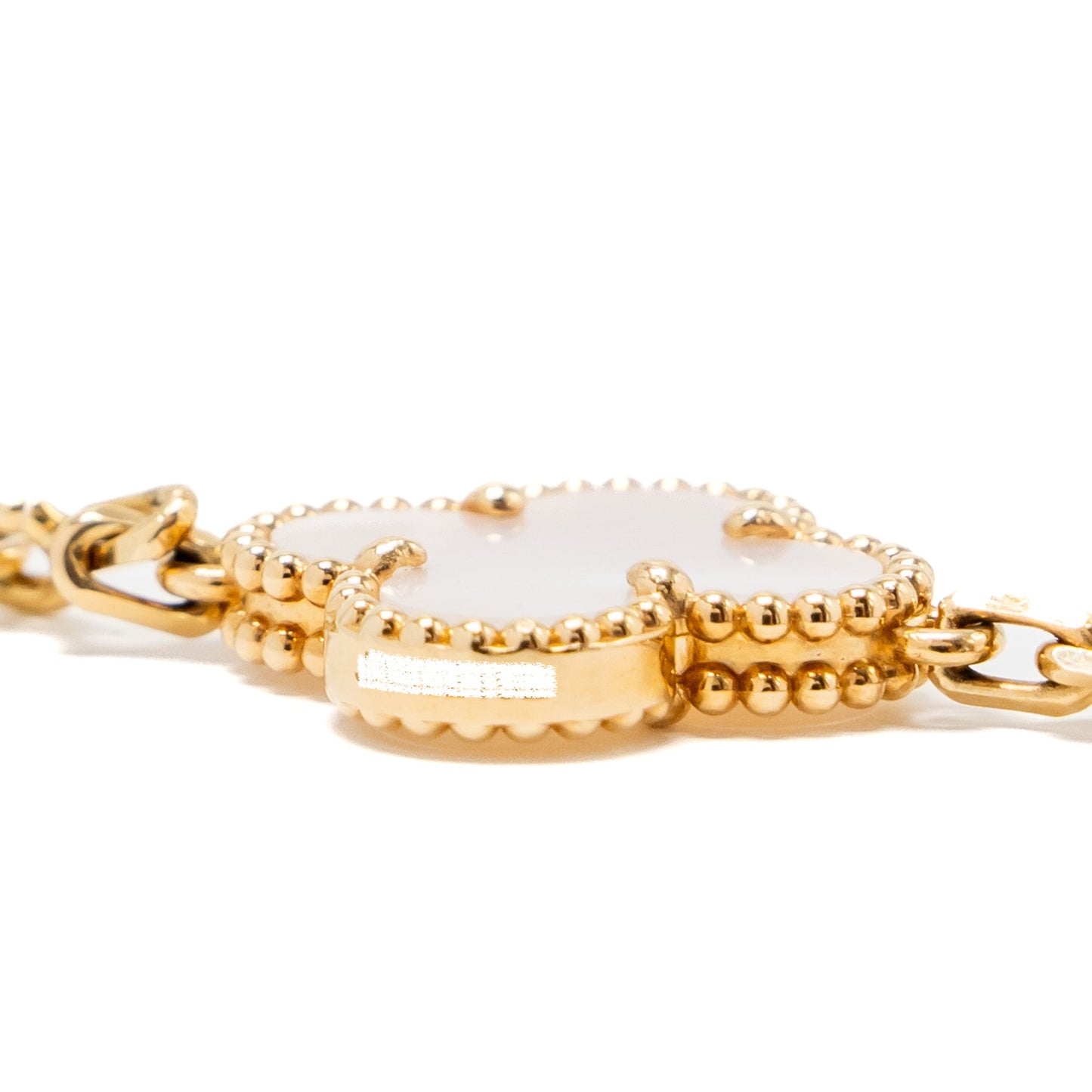 Van Cleef and Arpels Vintage Alhambra Bracelet, 5 Motif mother of pearl yellow gold