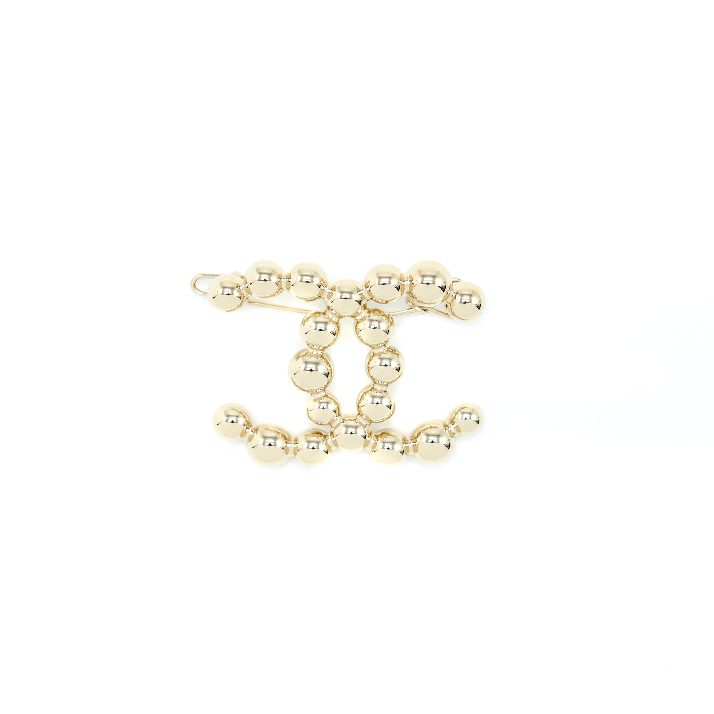 Chanel CC Logo Hair Clip Light Gold Tone