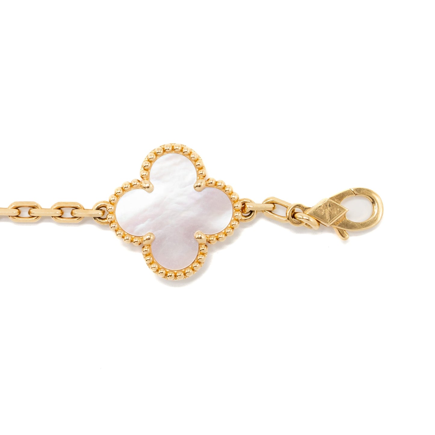 Van Cleef and Arpels Vintage Alhambra Bracelet, 5 Motif mother of pearl yellow gold