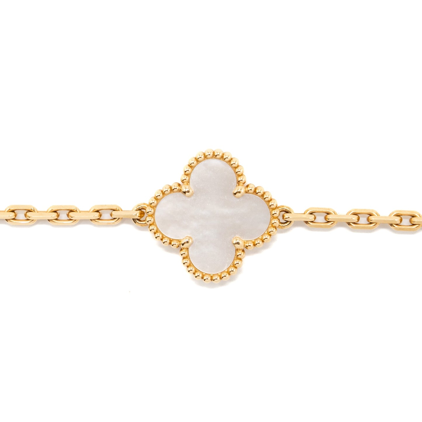 Van Cleef and Arpels Vintage Alhambra Bracelet, 5 Motif mother of pearl yellow gold