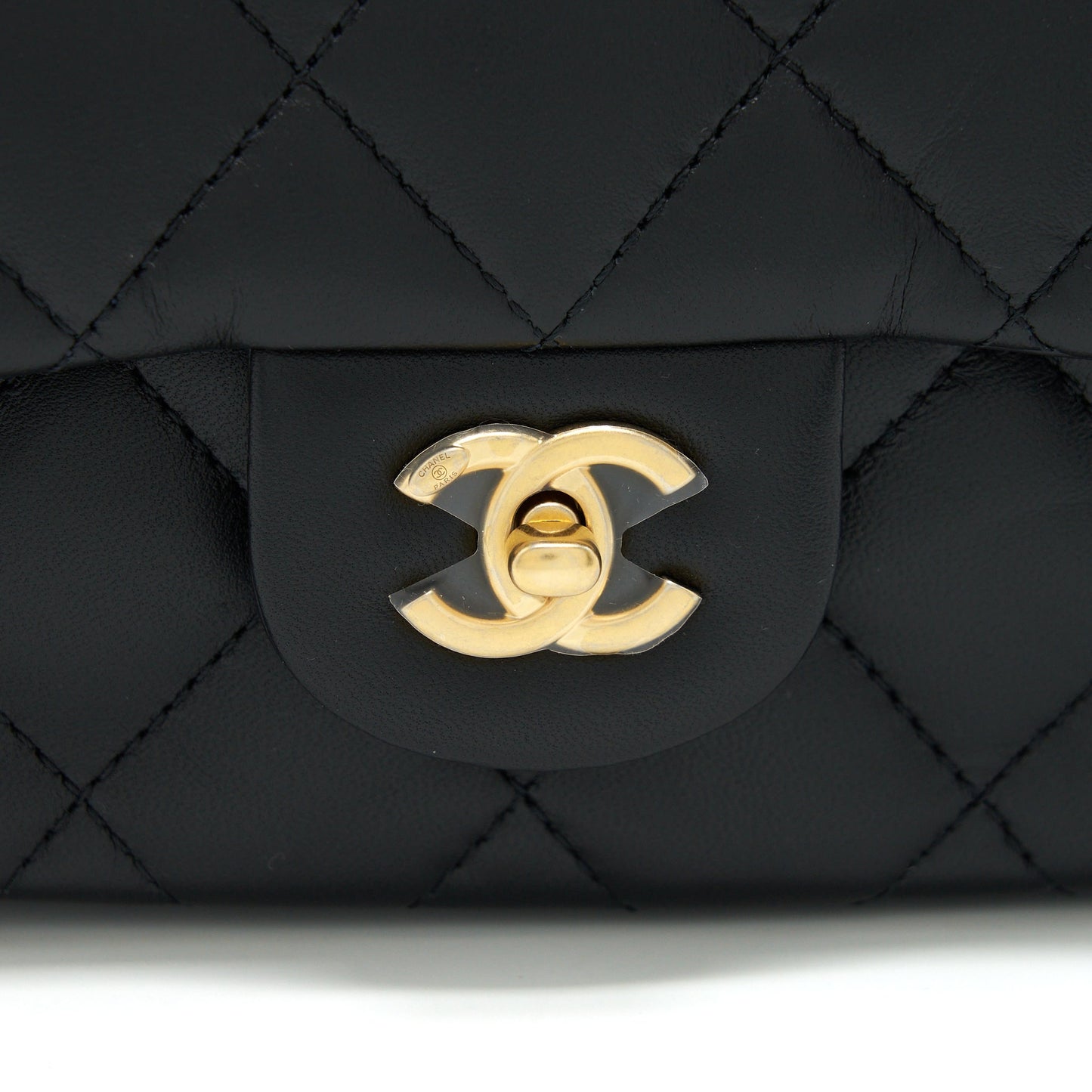 Chanel seasonal Mini Rectangular Flap Bag Heart Charm Chain Lambskin Black GHW (Microchip)