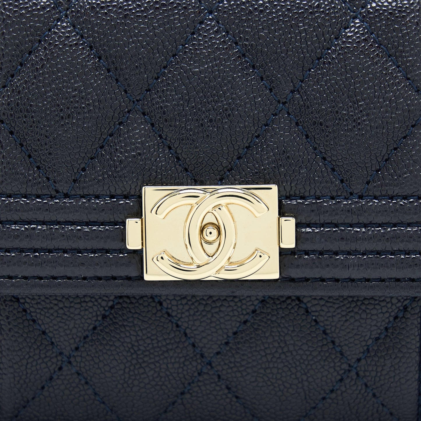 Chanel Boy Small Flap Card Holder Caviar Black GHW