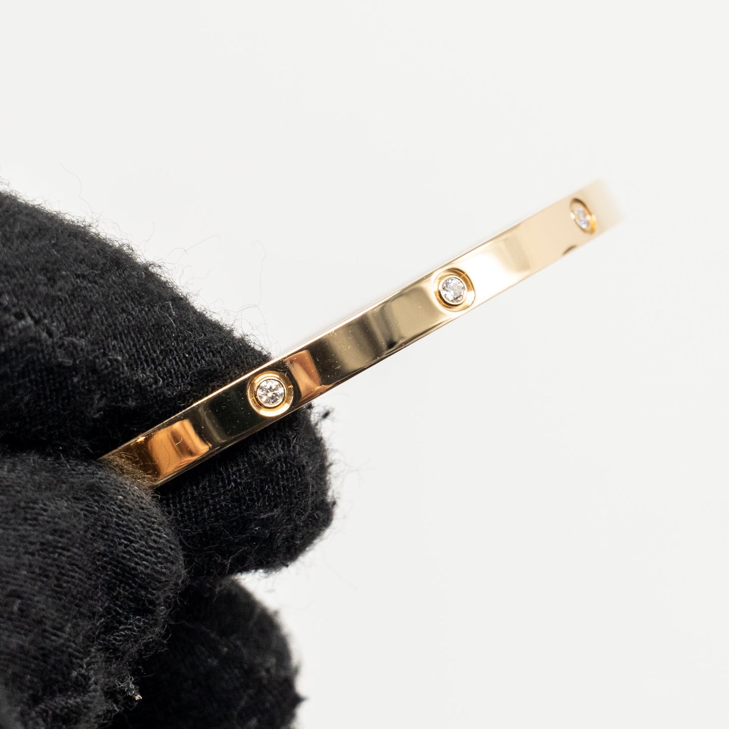 Cartier Size 17 Love Bracelet, Yellow Gold Small Model 10 Diamonds
