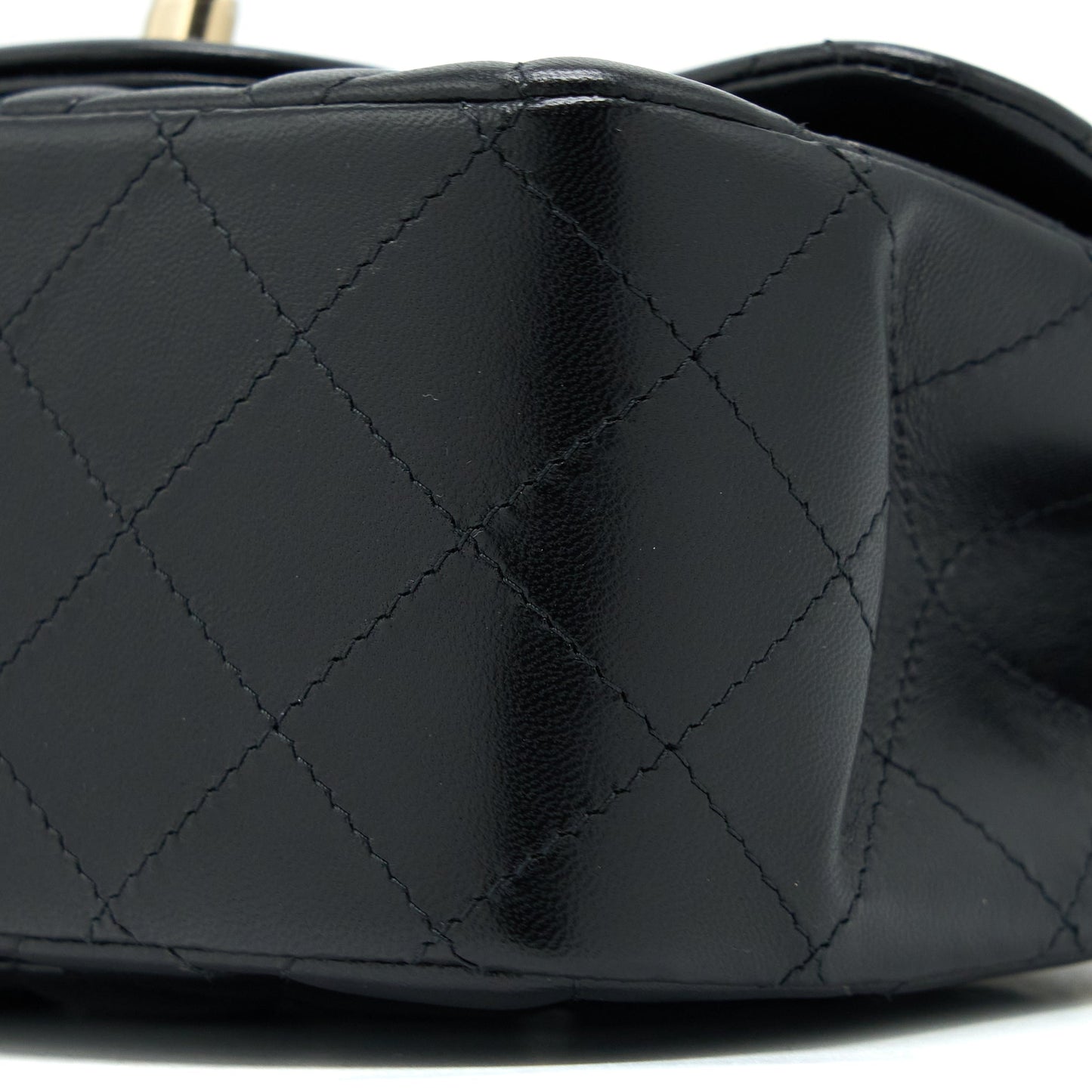 Chanel Classic Mini Square Flap Bag Lambskin Black LGHW (Microchip)