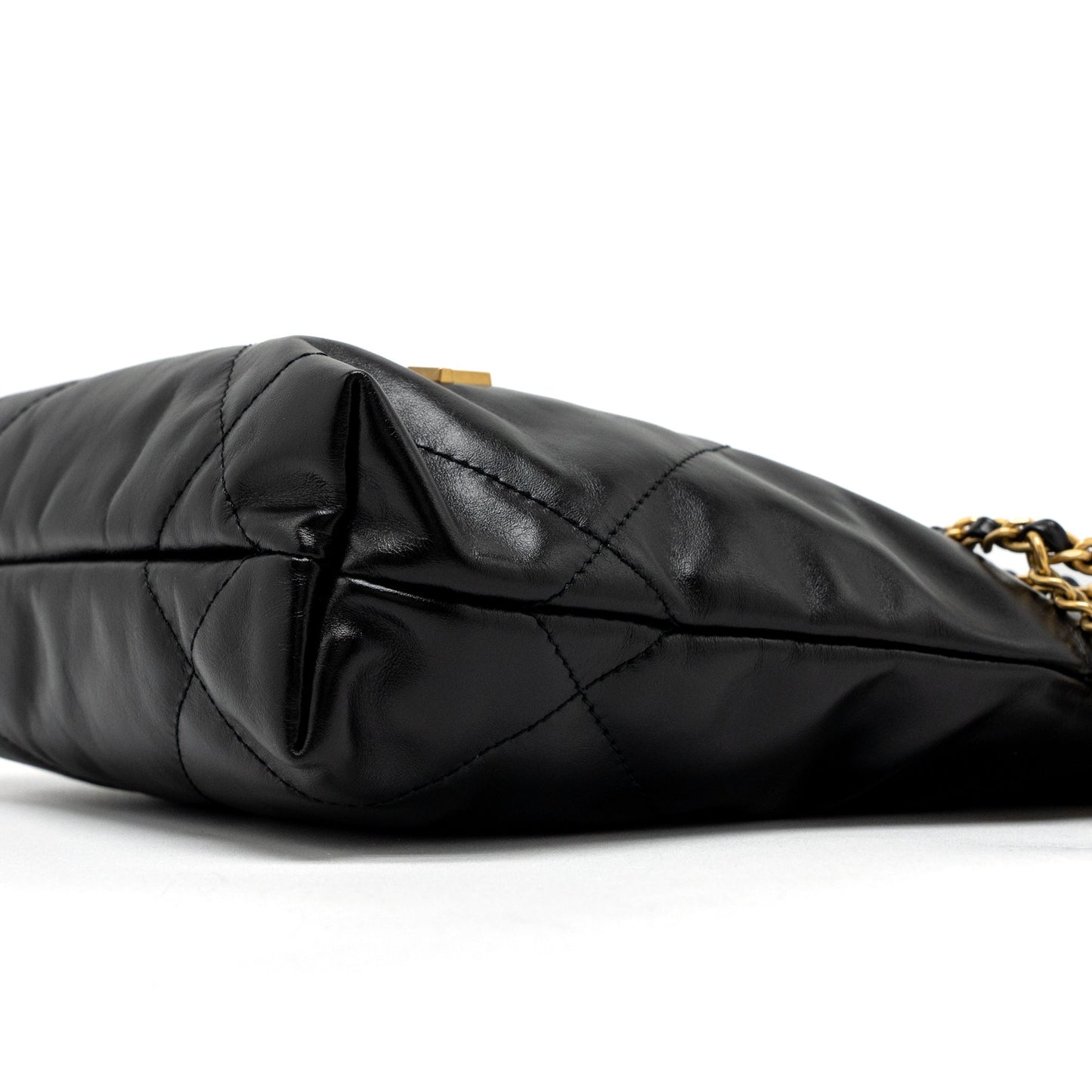 Chanel 23s Mini 22 Bag Shiny Calfskin Black Brushed GHW (Microchip)