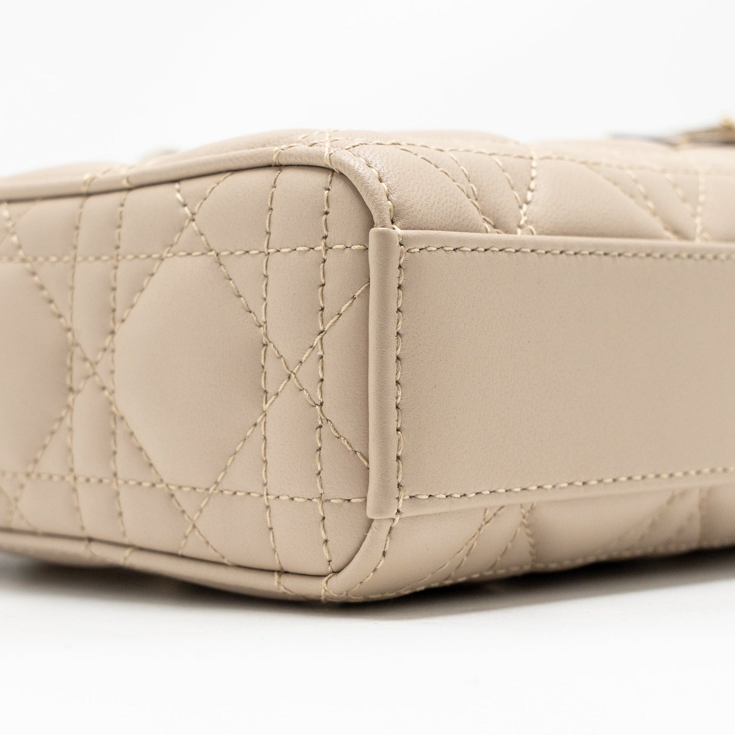 Dior Medium lady D-Joy bag cannage lambskin powder beige LGHW