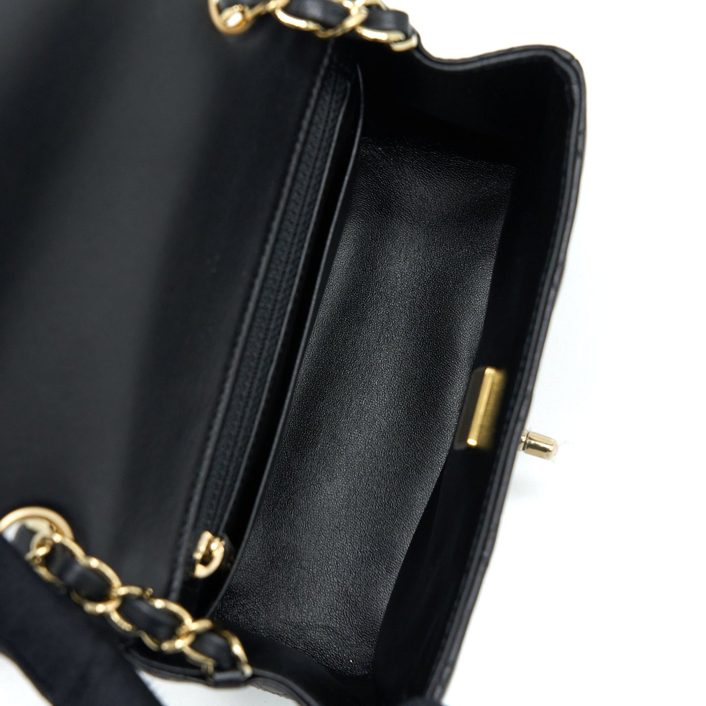 Chanel Classic Mini Square Flap Bag Lambskin Black LGHW (Microchip)