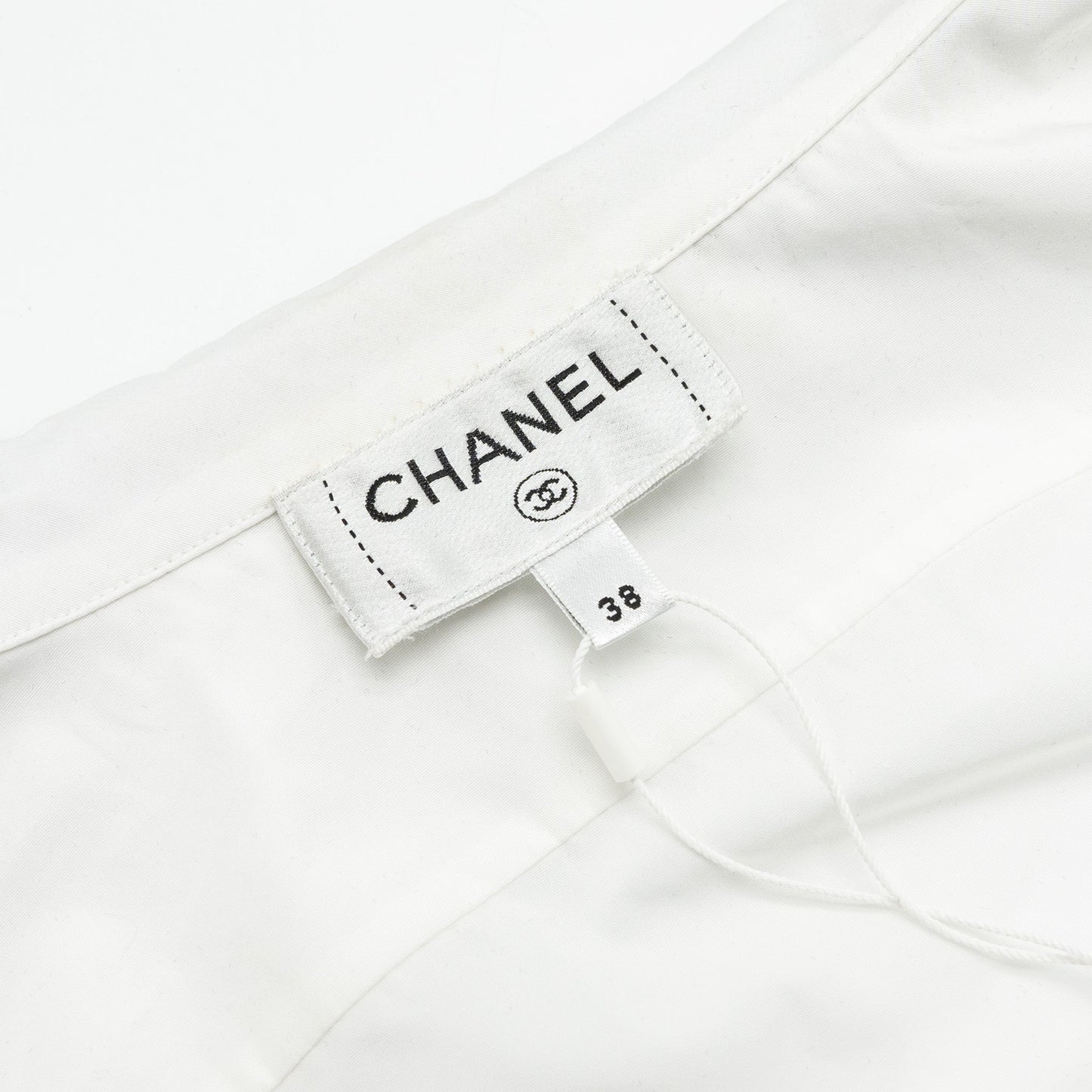 Chanel 22B Size 38 Blouse Shirt Cotton/ Silk White / Black