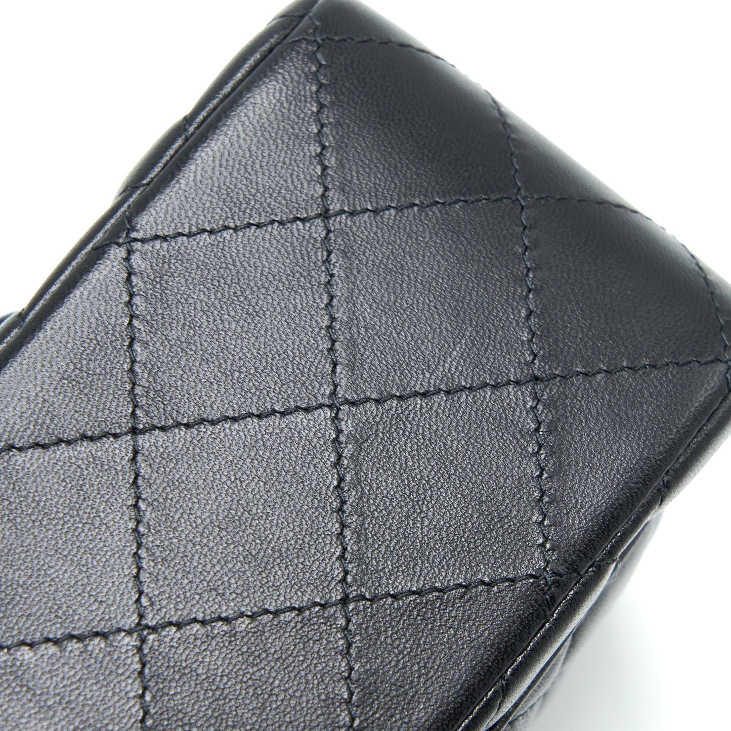 Chanel Classic Mini Square Flap Bag Lambskin Black LGHW (Microchip)