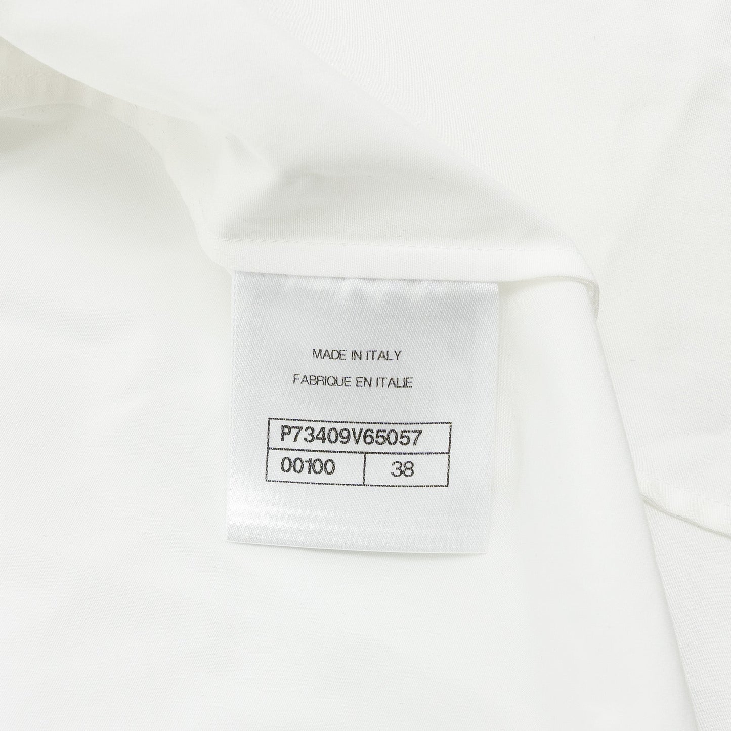 Chanel 22B Size 38 Blouse Shirt Cotton/ Silk White / Black
