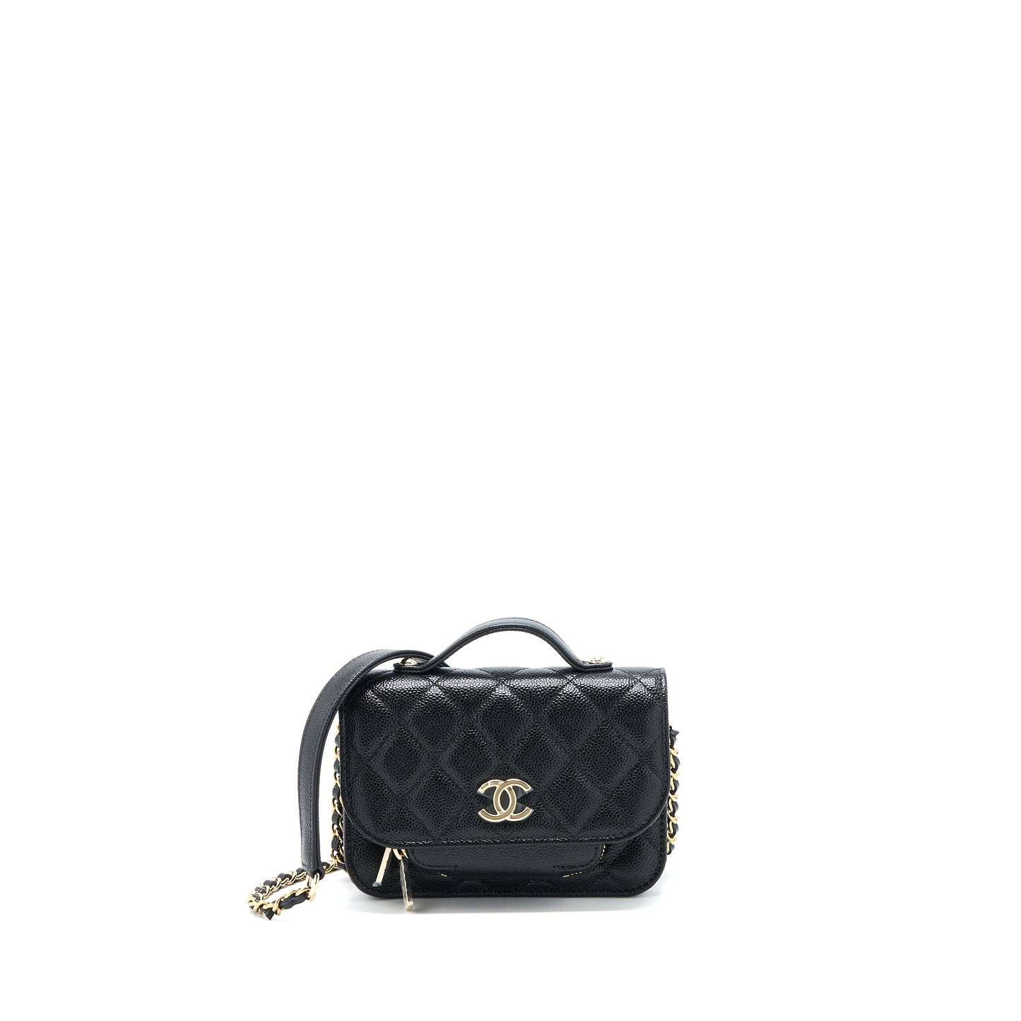Chanel Mini Business Affinity Caviar Black LGHW (Microchip)