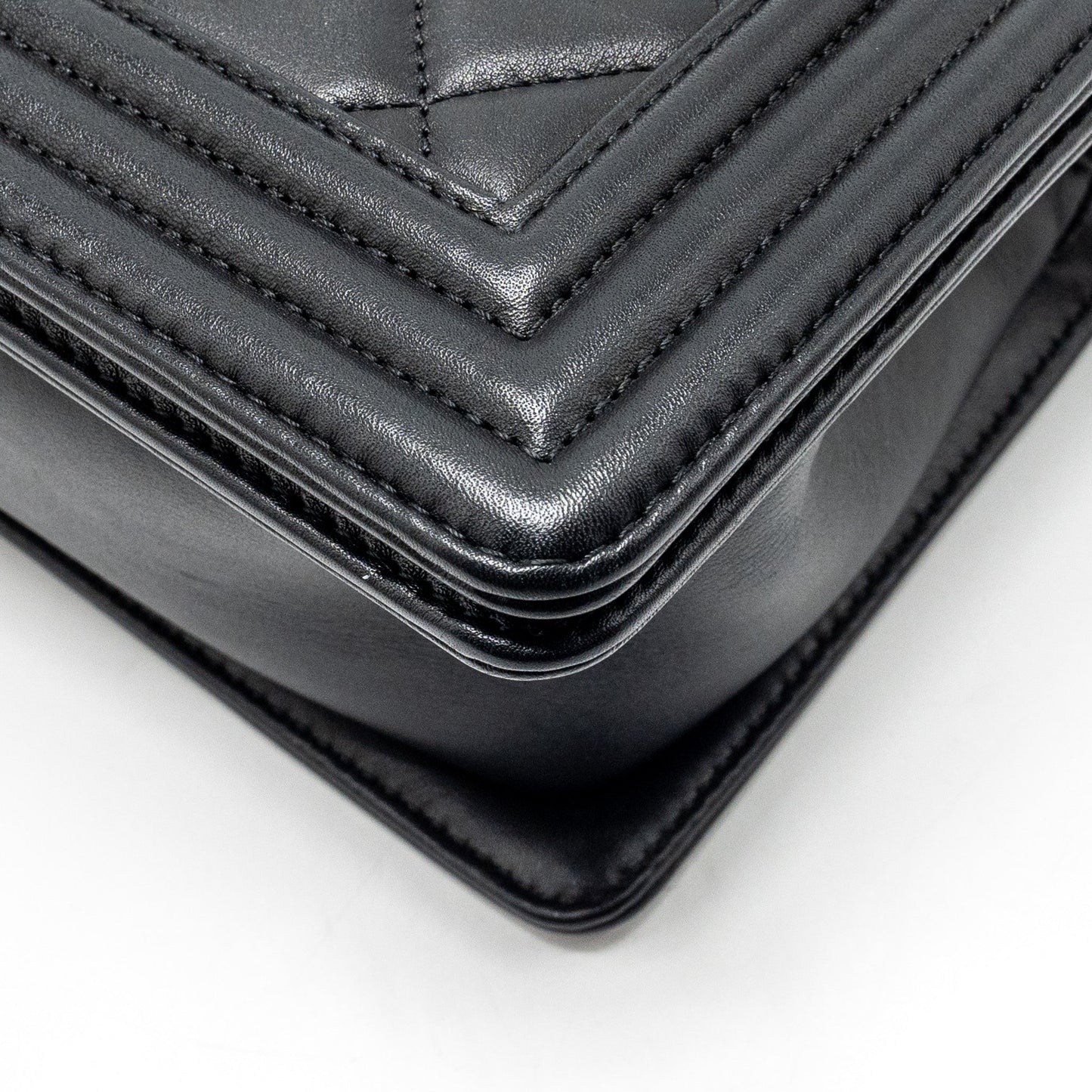 Chanel Medium Boy Bag Calfskin Black Ruthenium Hardware