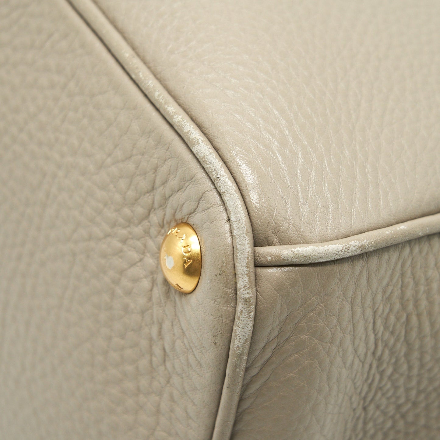 Prada grained calfskin double zip Tote Bag Light Grey GHW