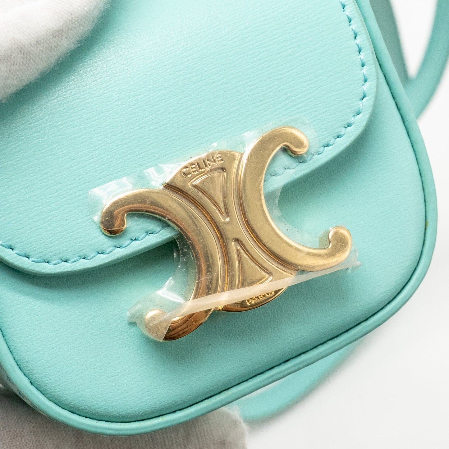 Celine Mini Claude Shiny Calfskin Blue GHW