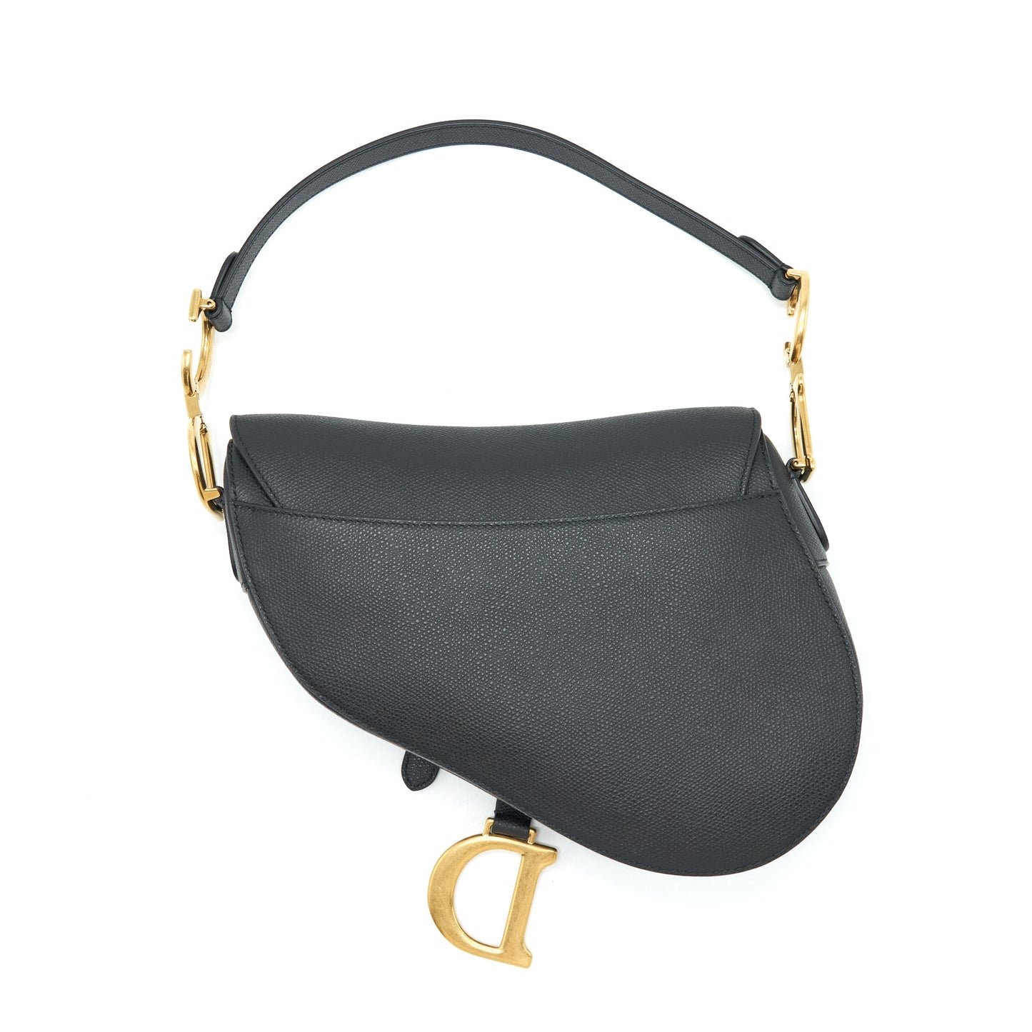 Luxury Dior Medium Saddle Bag Grained Calfskin Black GHW