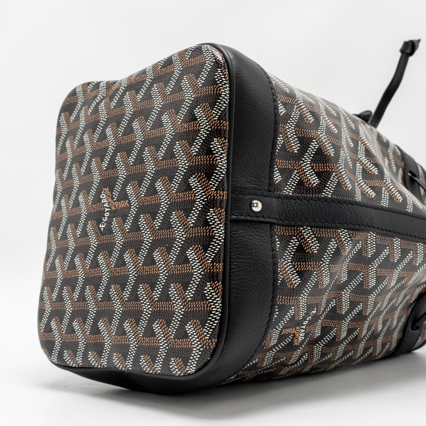 Goyard Petit Flot Bucket Bag Goyardline Canvas Black SHW