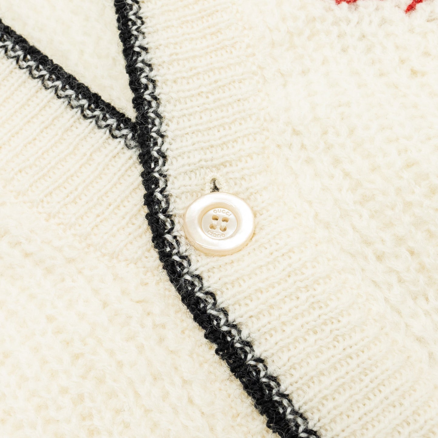Gucci Size M Elephant Cardigan Wool White/Red