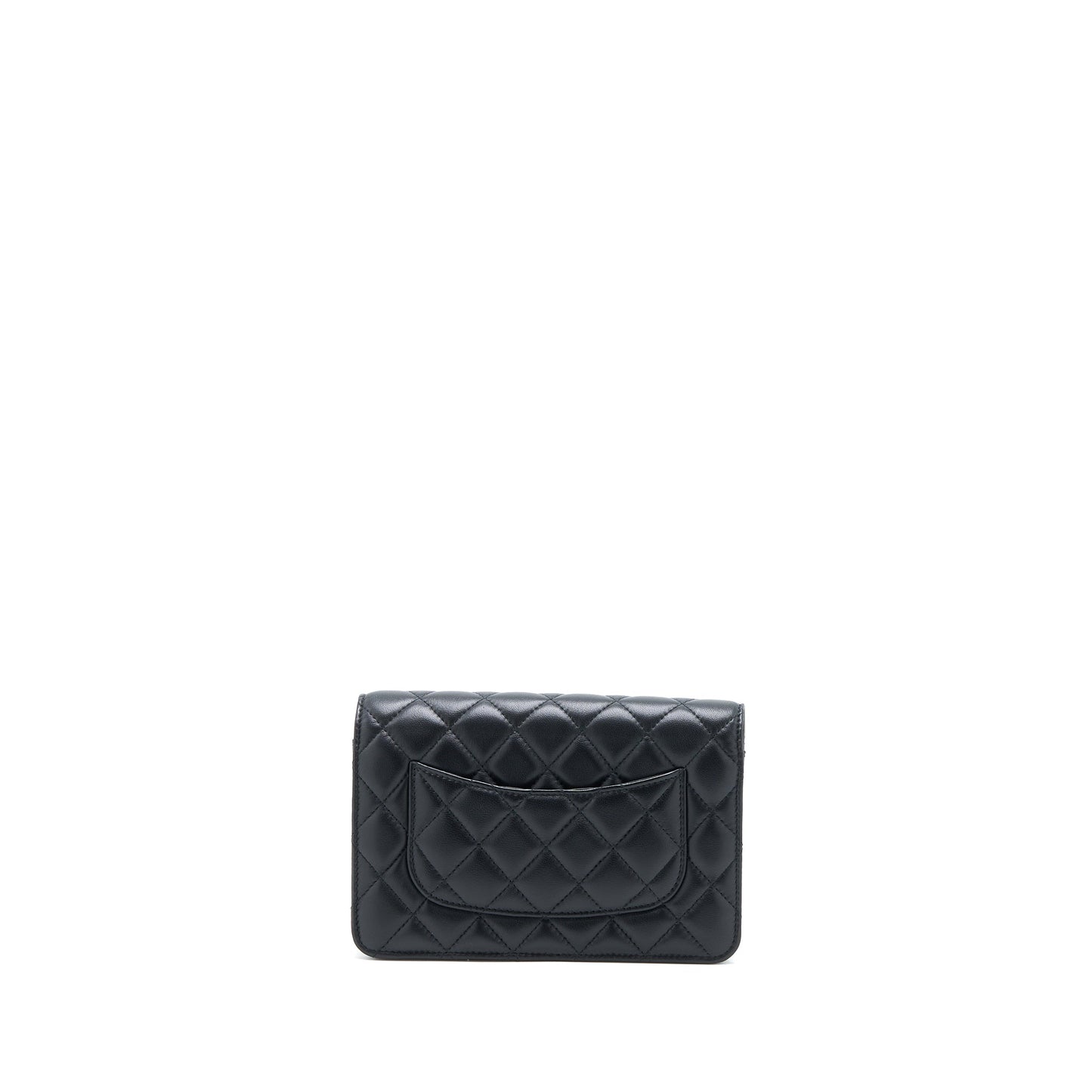 Chanel Pearl Crush Wallet On Chain Lambskin Black Brushed GHW (Microchip)