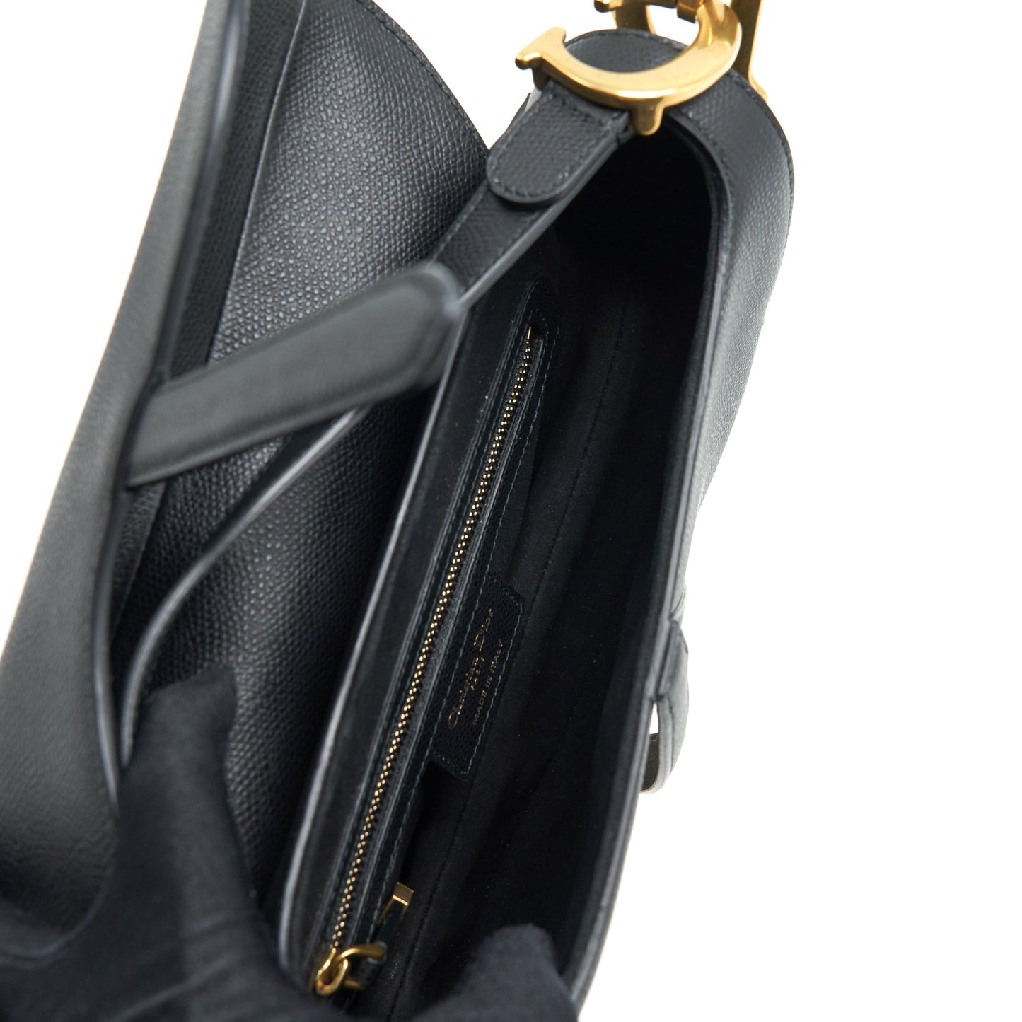 Luxury Dior Medium Saddle Bag Grained Calfskin Black GHW