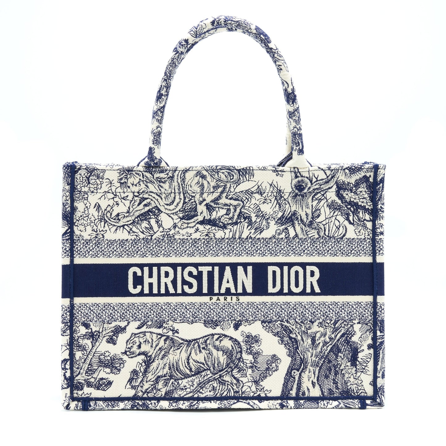 Luxury Dior Small Book Tote Toile De Jouy Navy