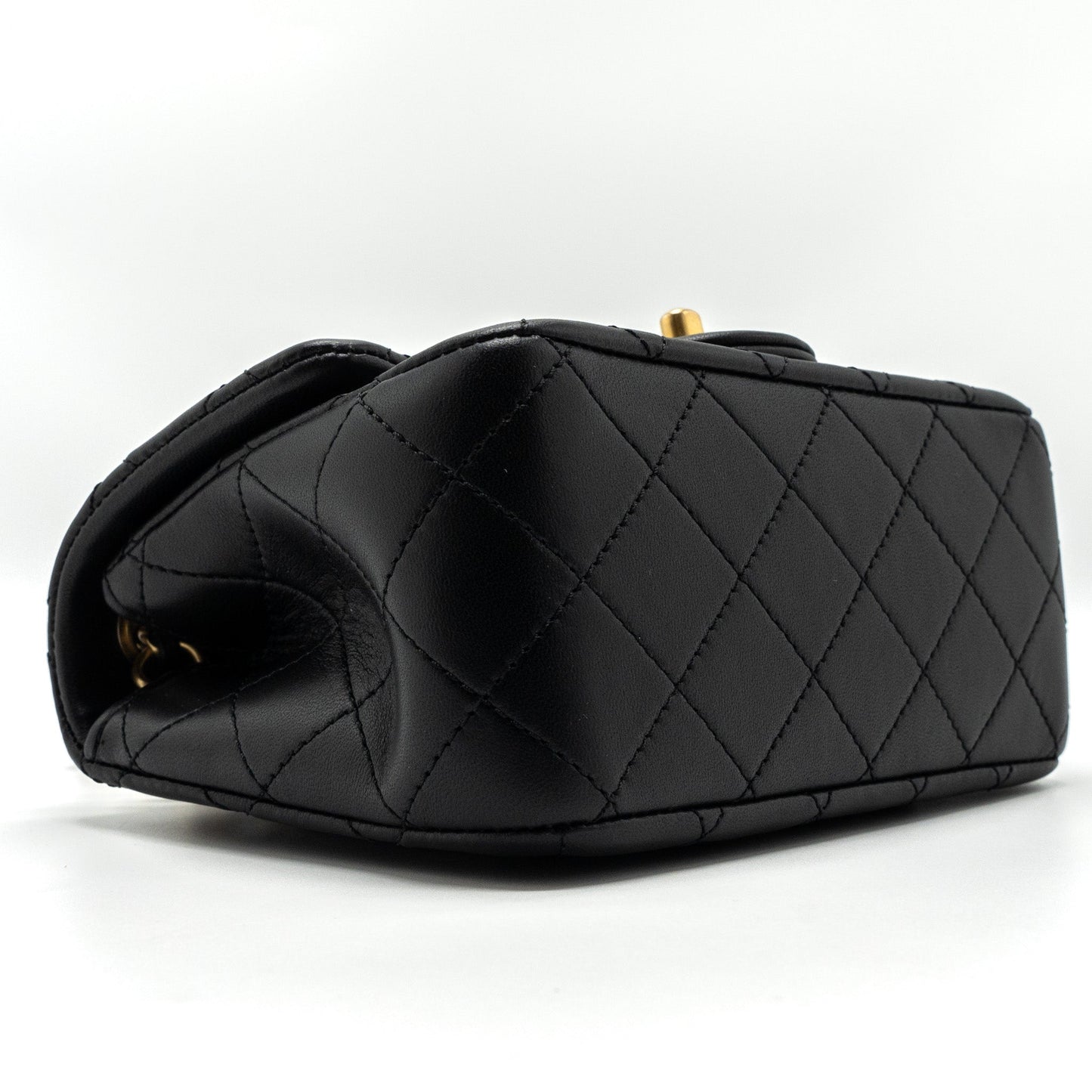 Chanel 23K pearl crush mini square flap bag lambskin black GHW (microchip)