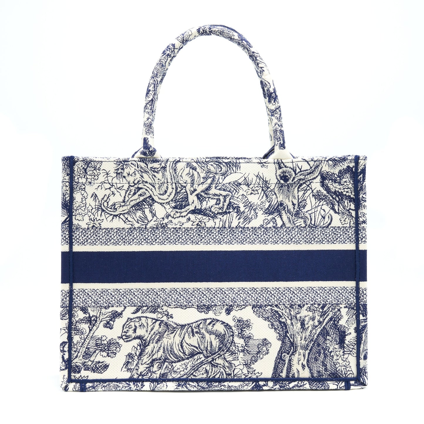Luxury Dior Small Book Tote Toile De Jouy Navy