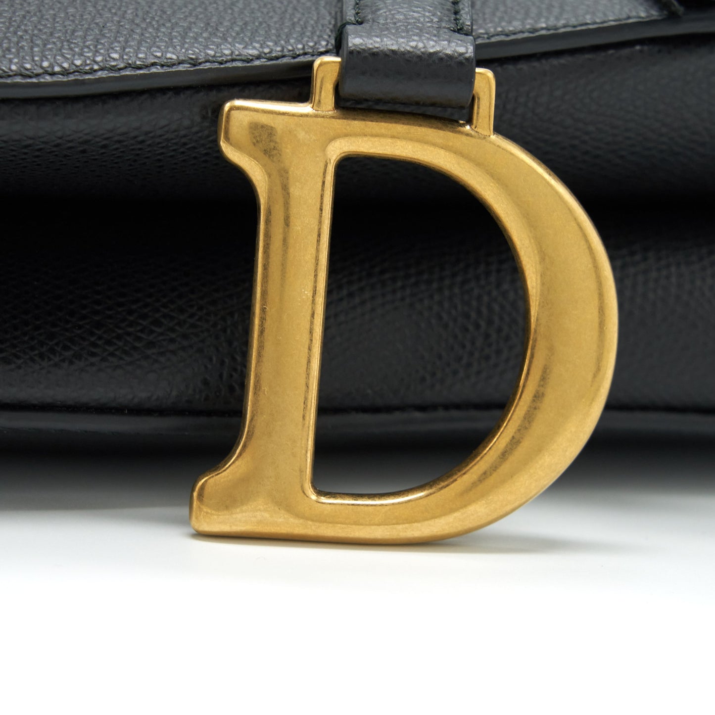 Luxury Dior Medium Saddle Bag Grained Calfskin Black GHW