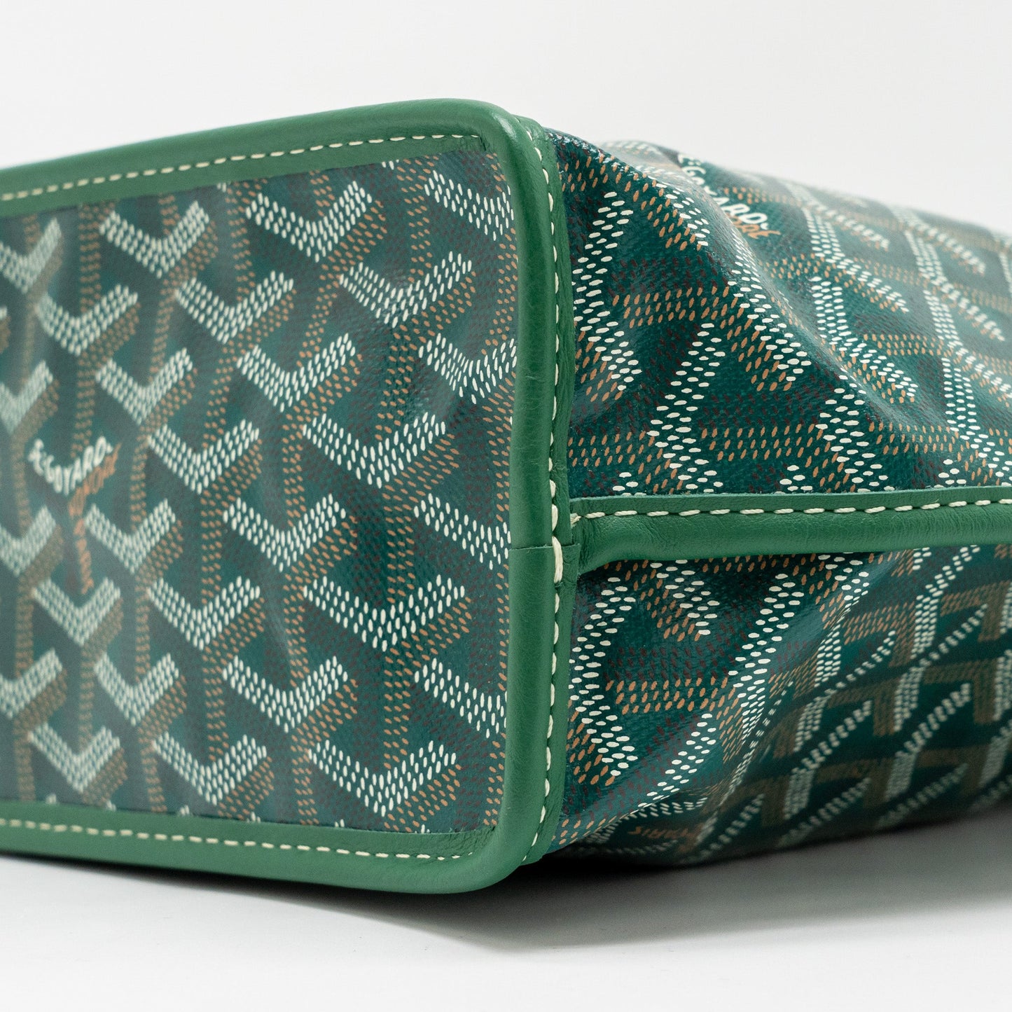 Goyard Mini Anjou Tote Bag Goyardline Canvas Green SHW