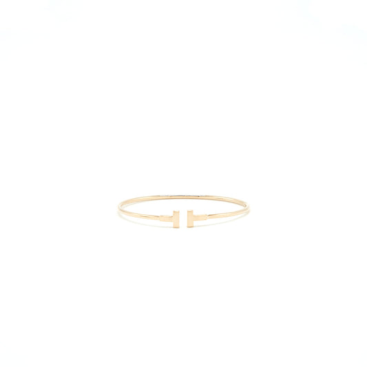 Tiffany T Small Narrow Wire Bracelet 18k Gold