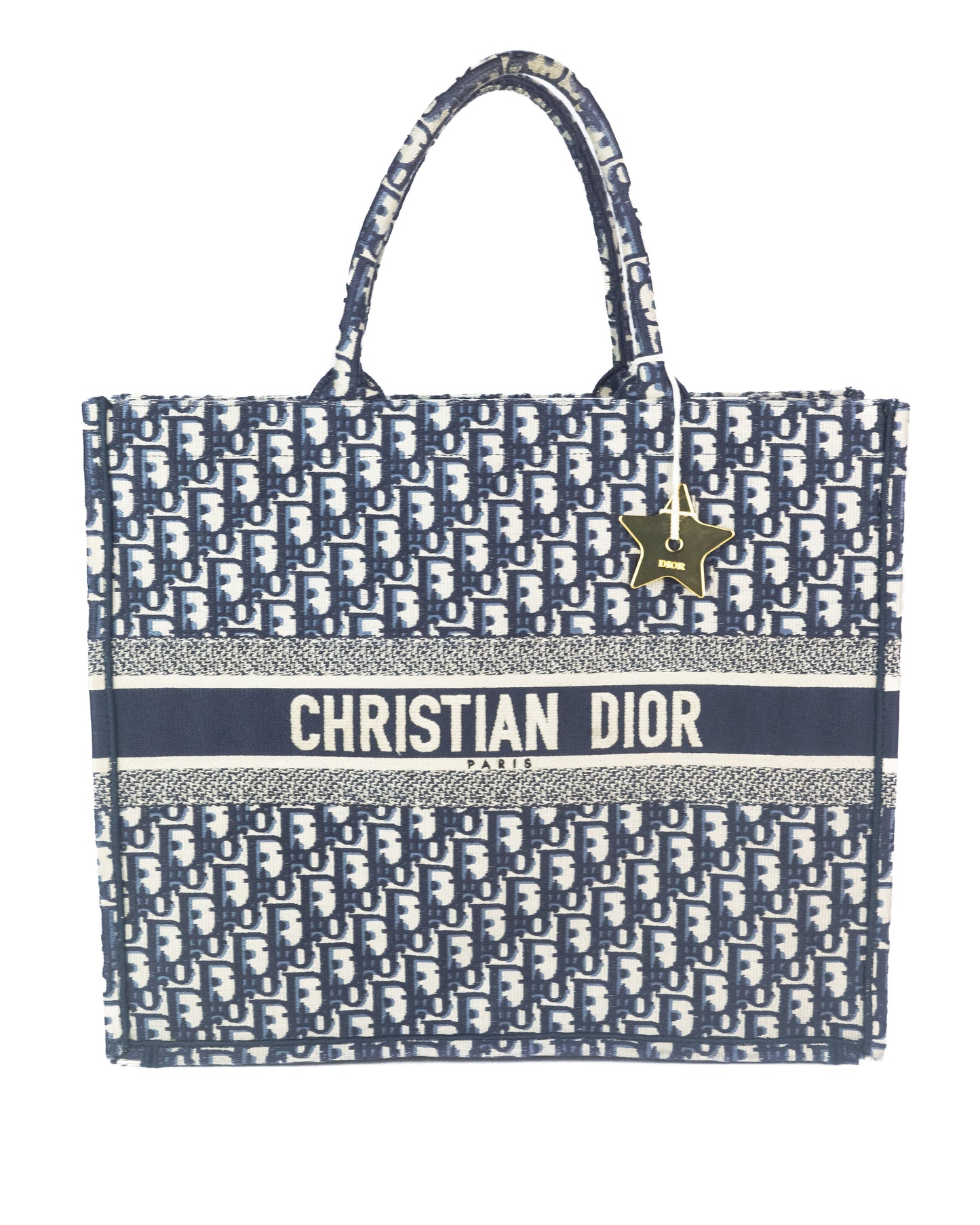 Dior Large Book Tote in Blue Dior Oblique Embroider