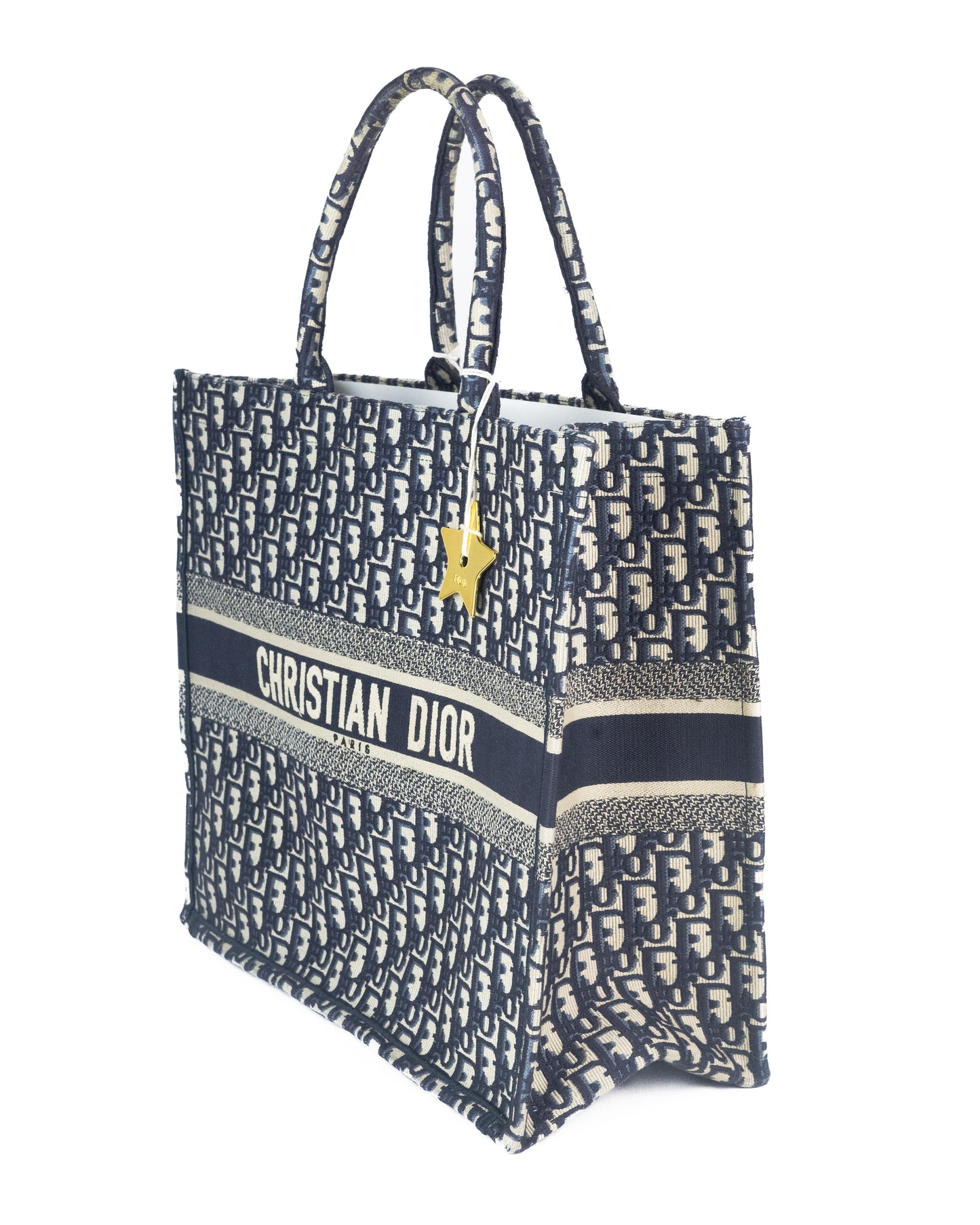 Dior Large Book Tote in Blue Dior Oblique Embroider