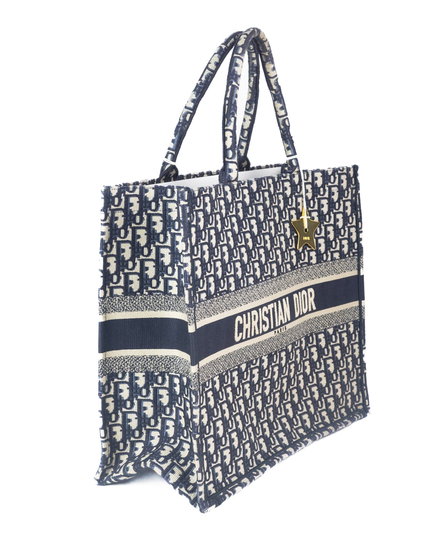 Dior Large Book Tote in Blue Dior Oblique Embroider