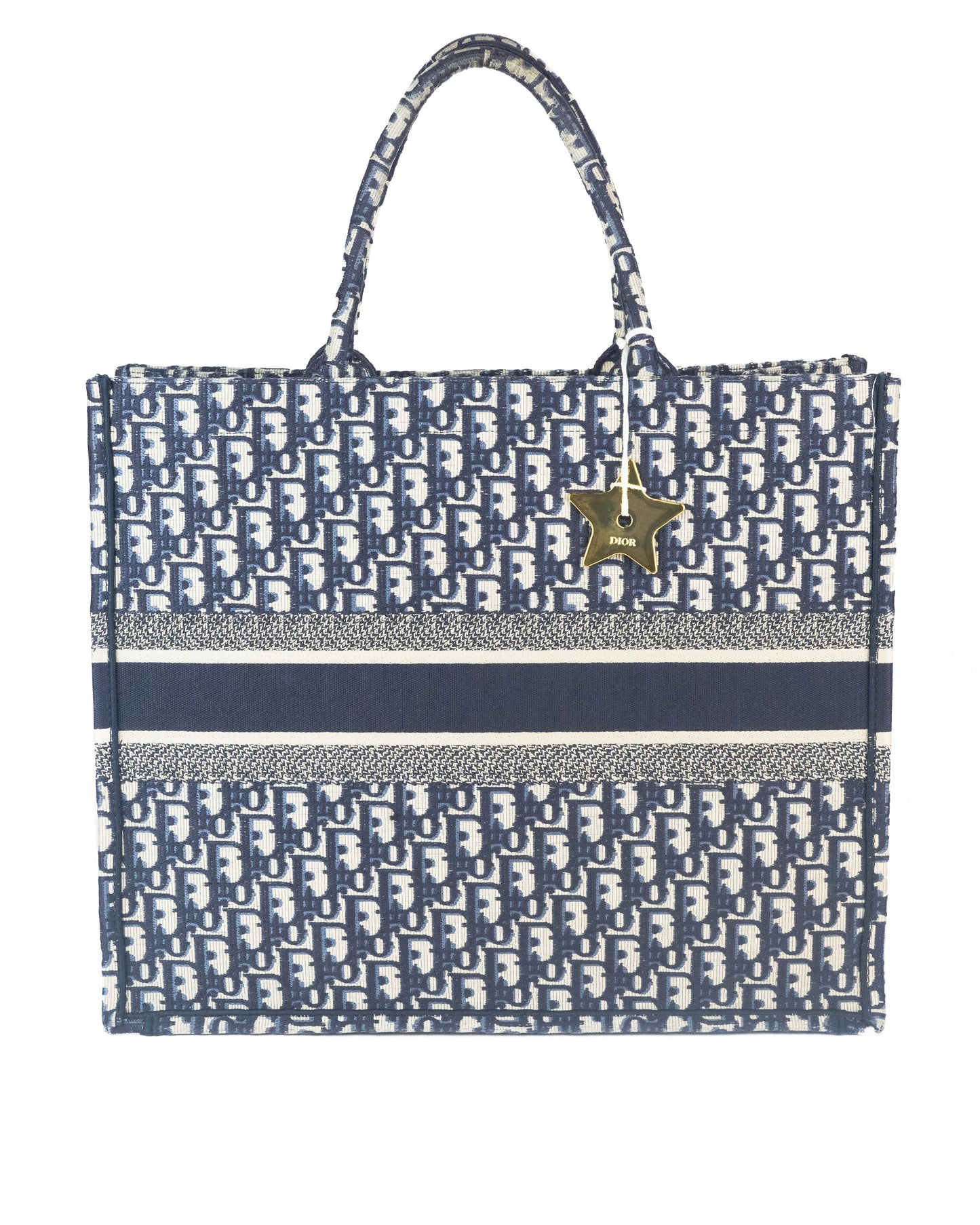 Dior Large Book Tote in Blue Dior Oblique Embroider